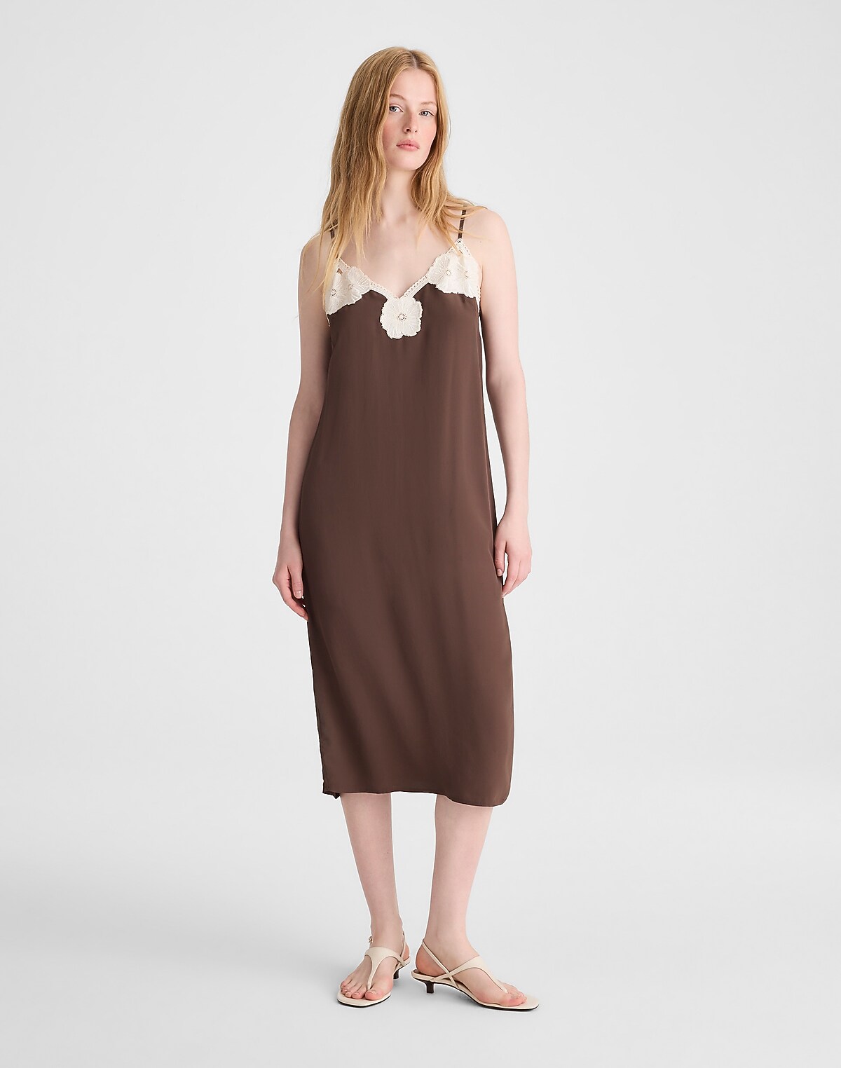 V-Neck Midi Slip Dress