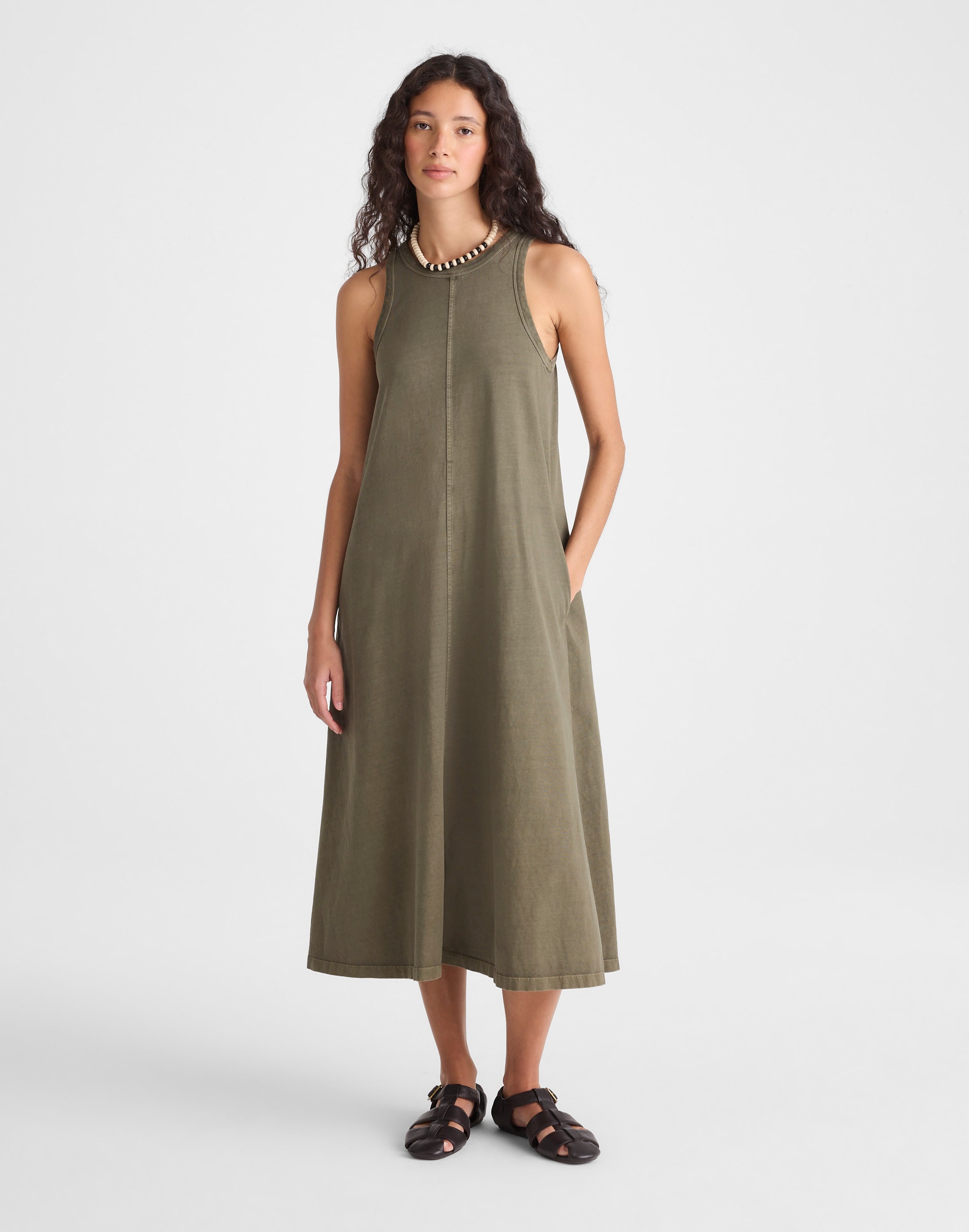 Madewell Seamed Tank Maxi Dress In Green