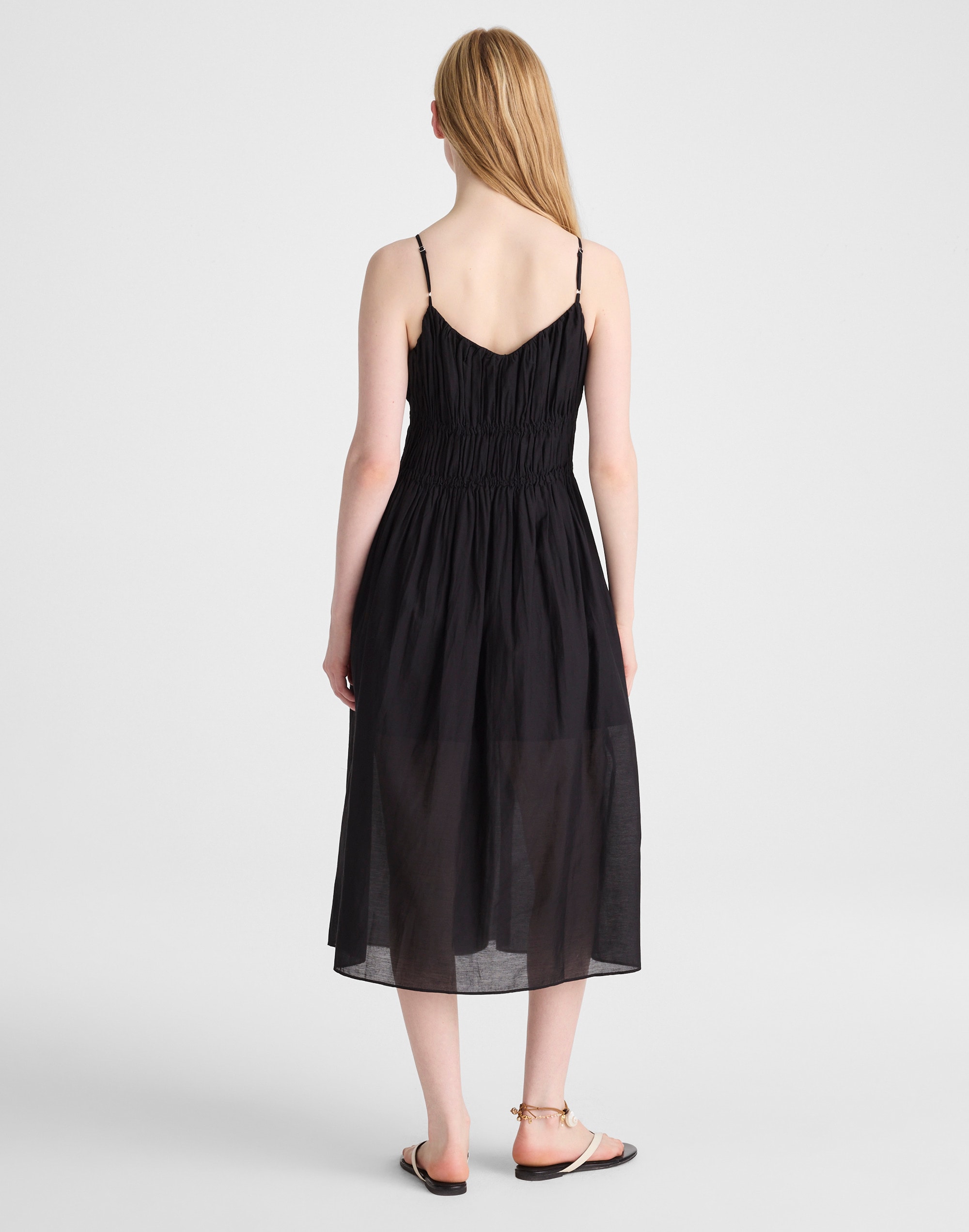 Ruched V-Neck Sleeveless Maxi Dress