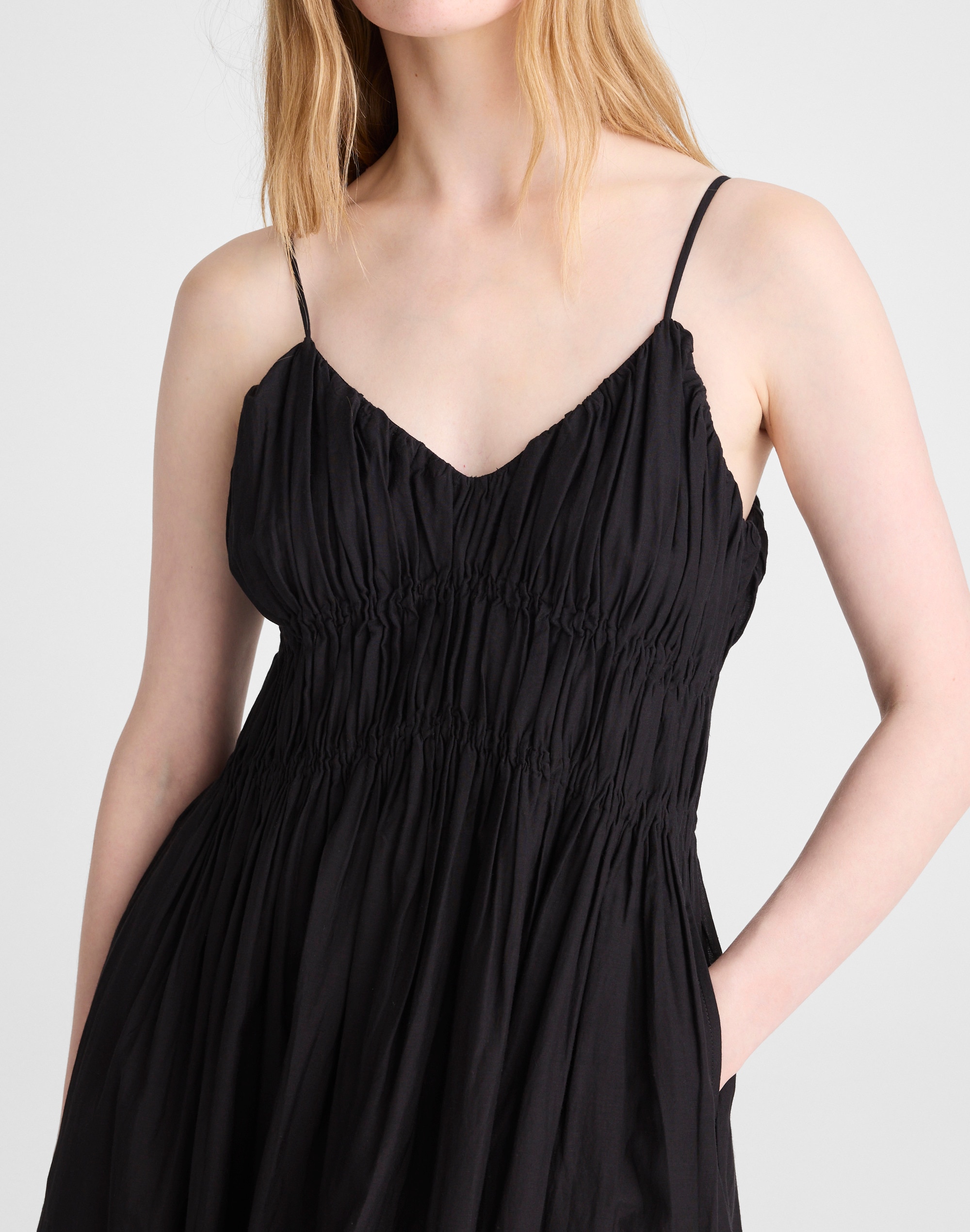 Ruched V-Neck Sleeveless Maxi Dress