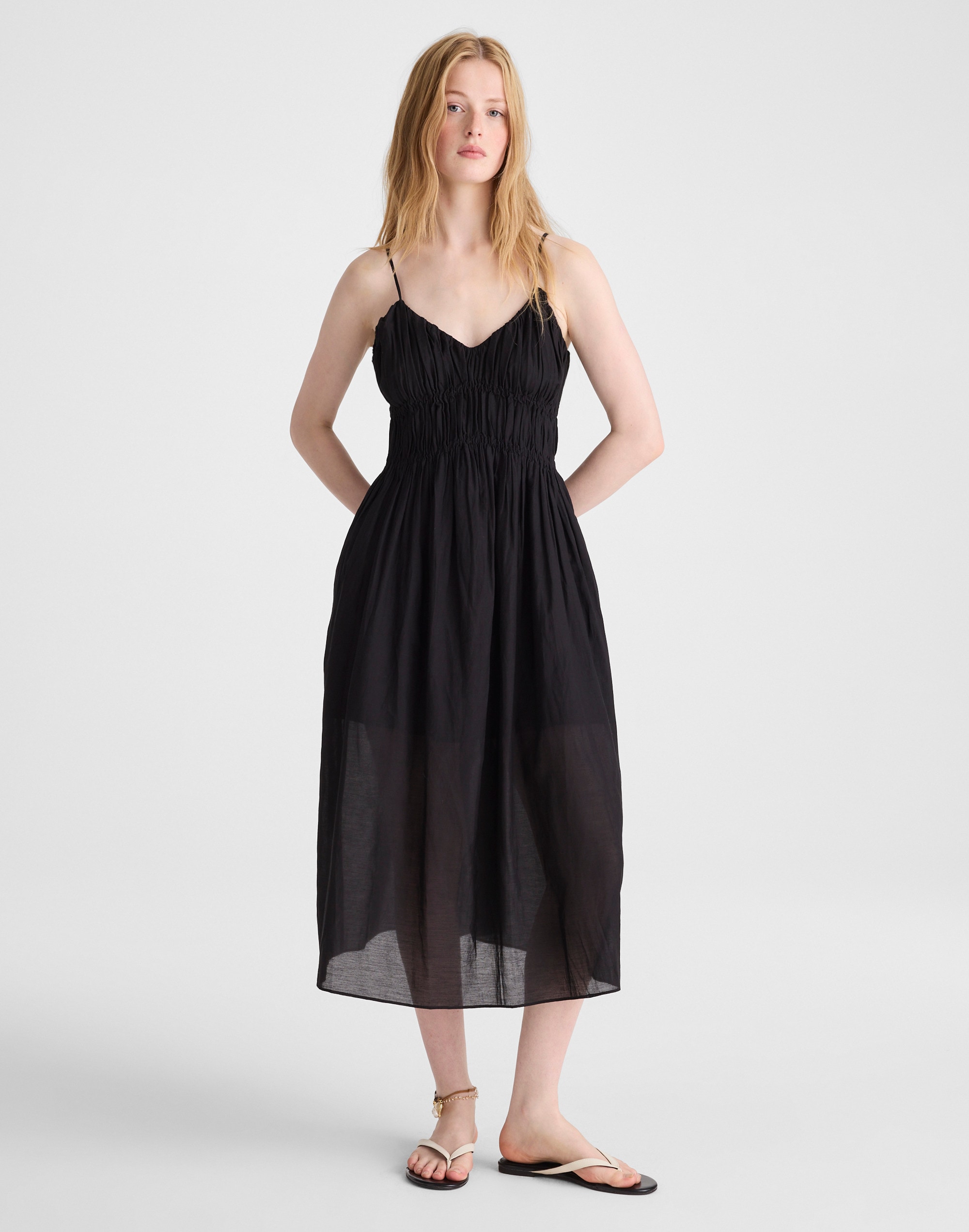 Ruched V-Neck Sleeveless Maxi Dress