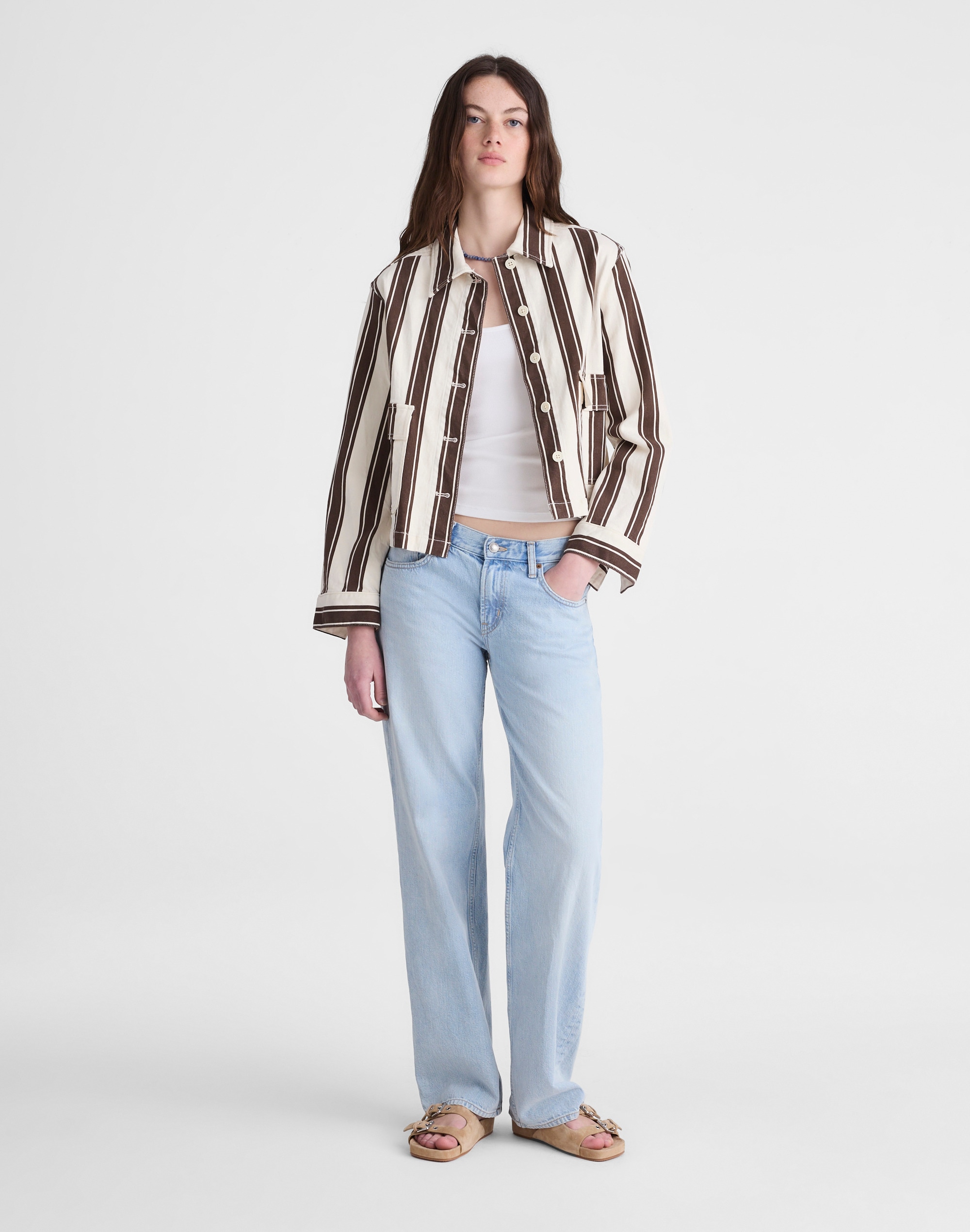Cropped Button-Front Jacket