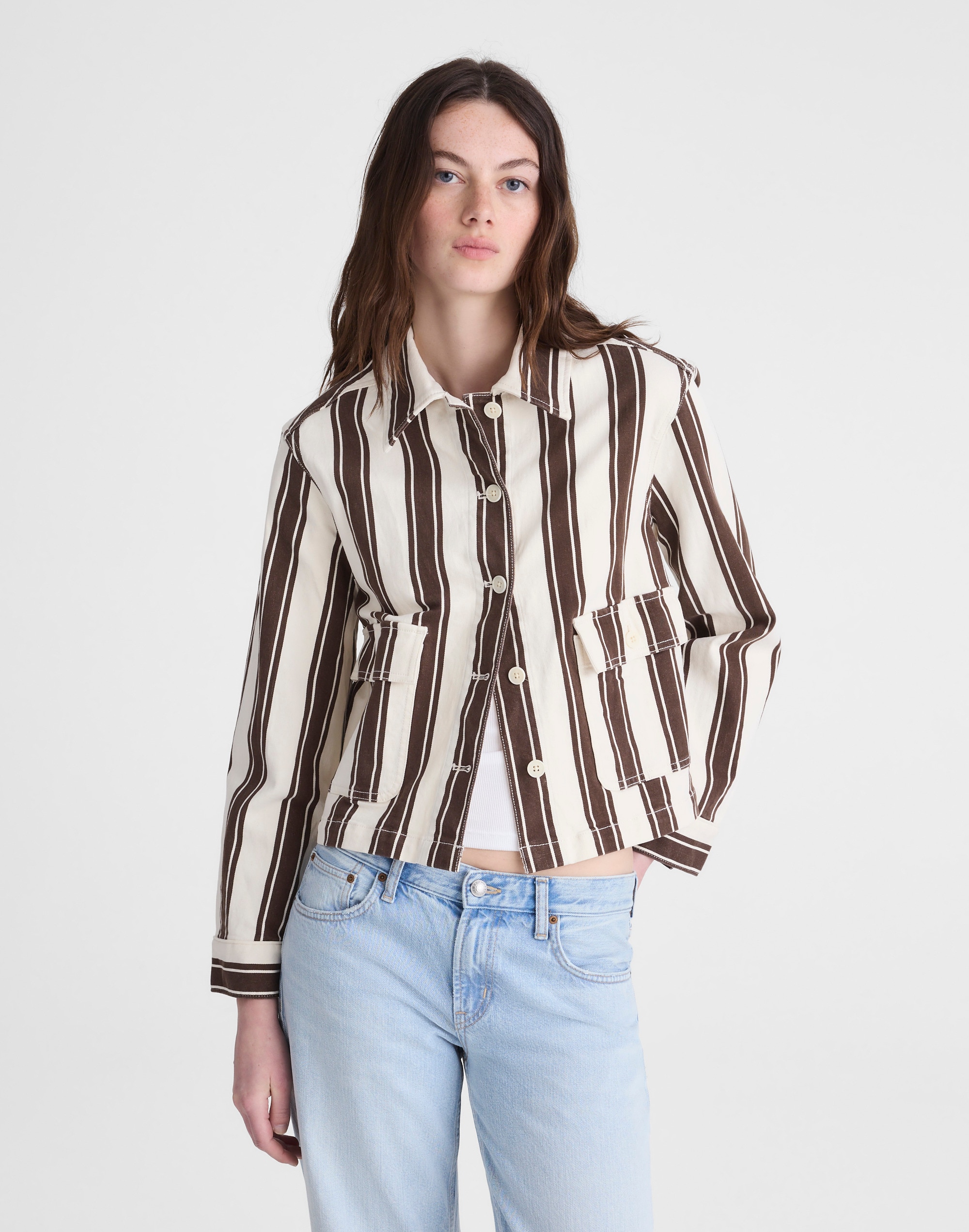 Cropped Button-Front Jacket