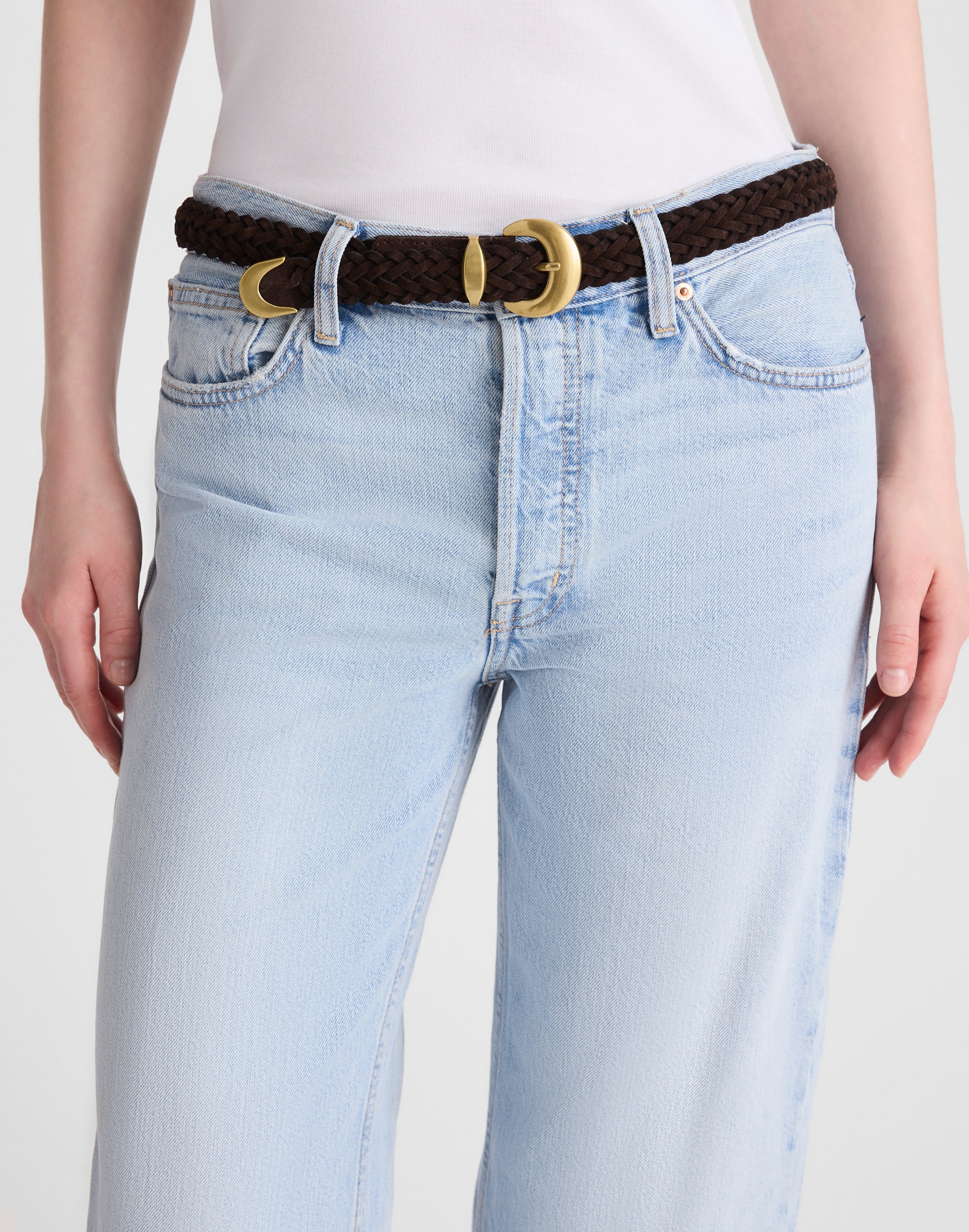 Domed-Buckle Wide Belt