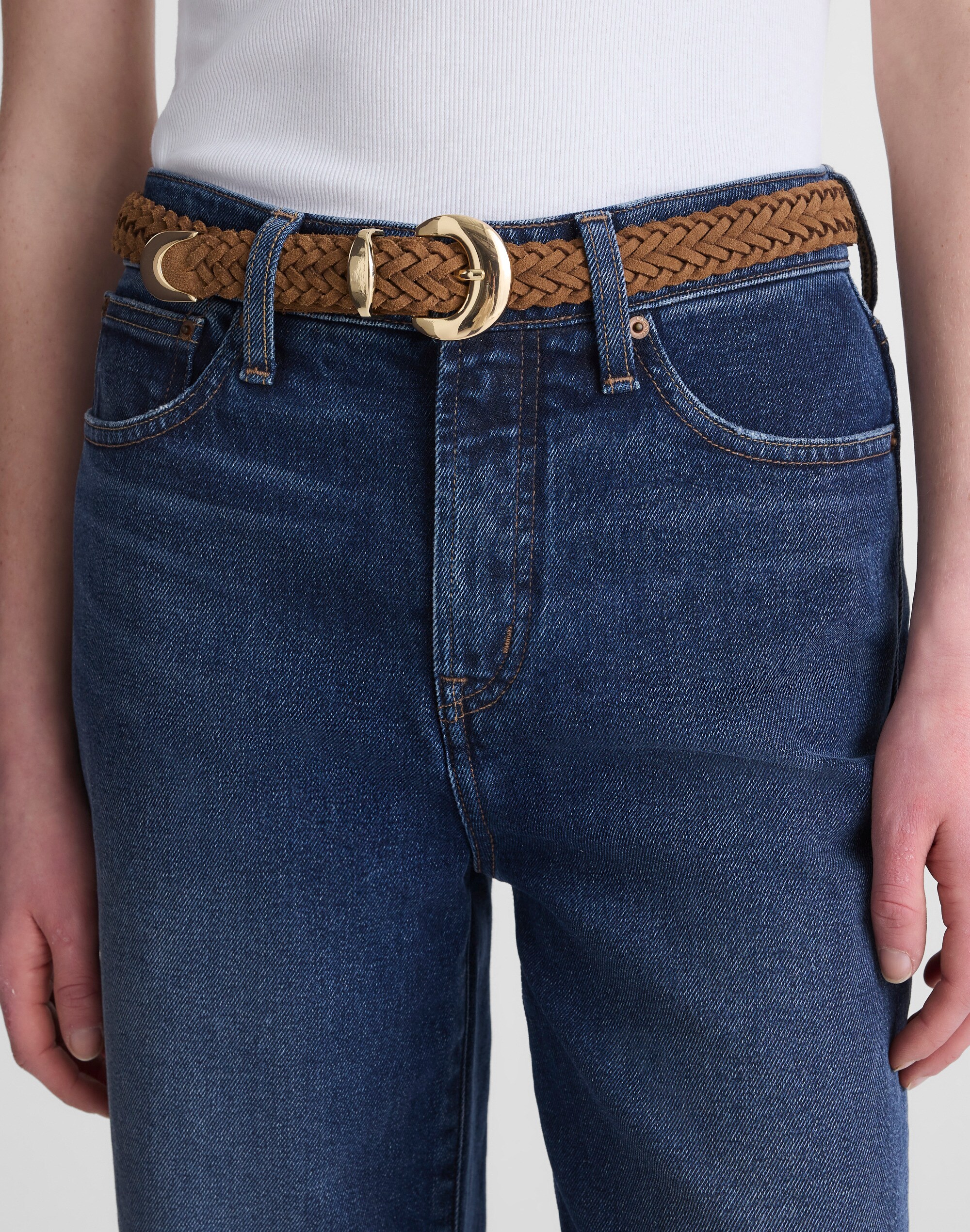 Domed-Buckle Wide Belt