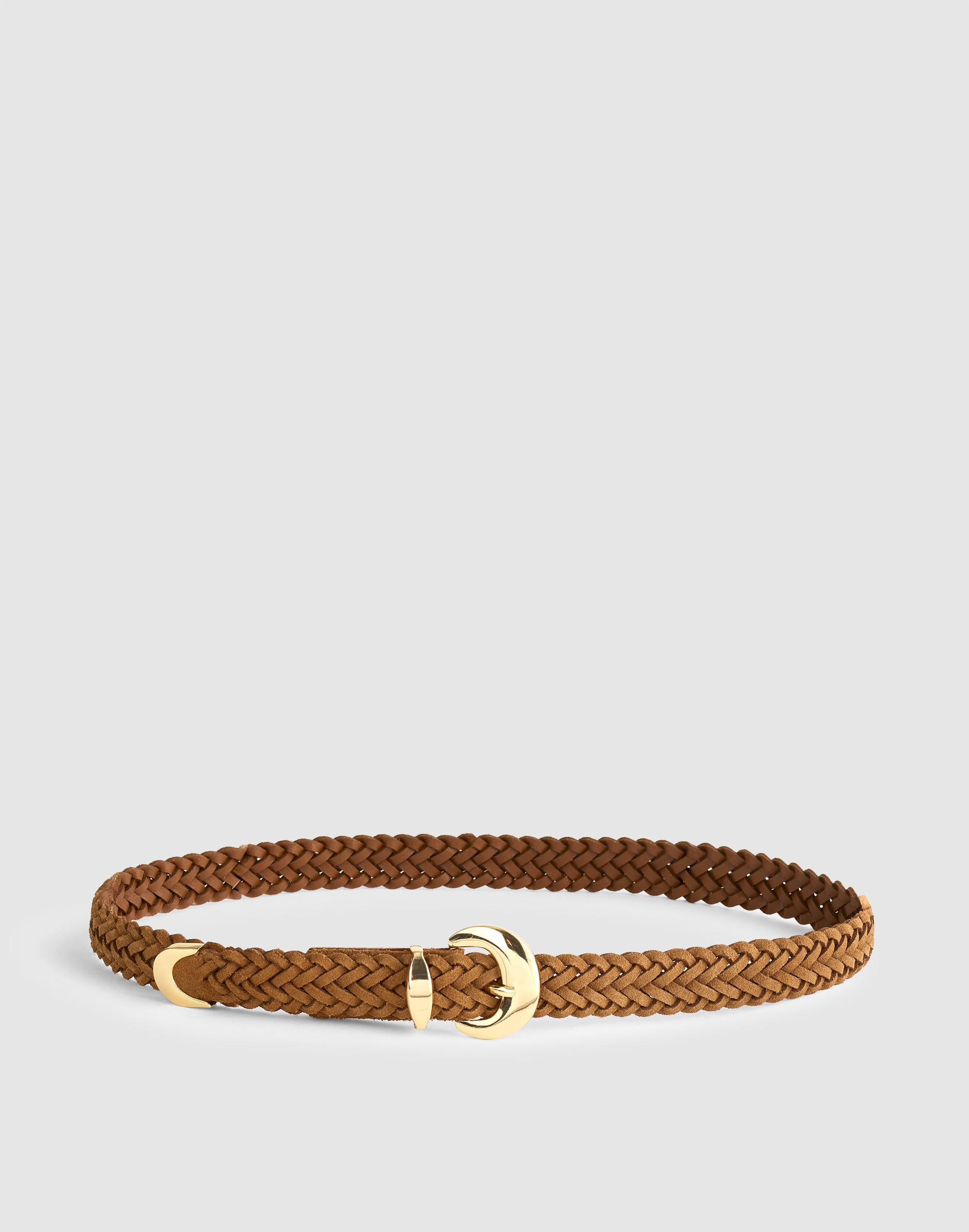 domed-buckle belt in woven suede