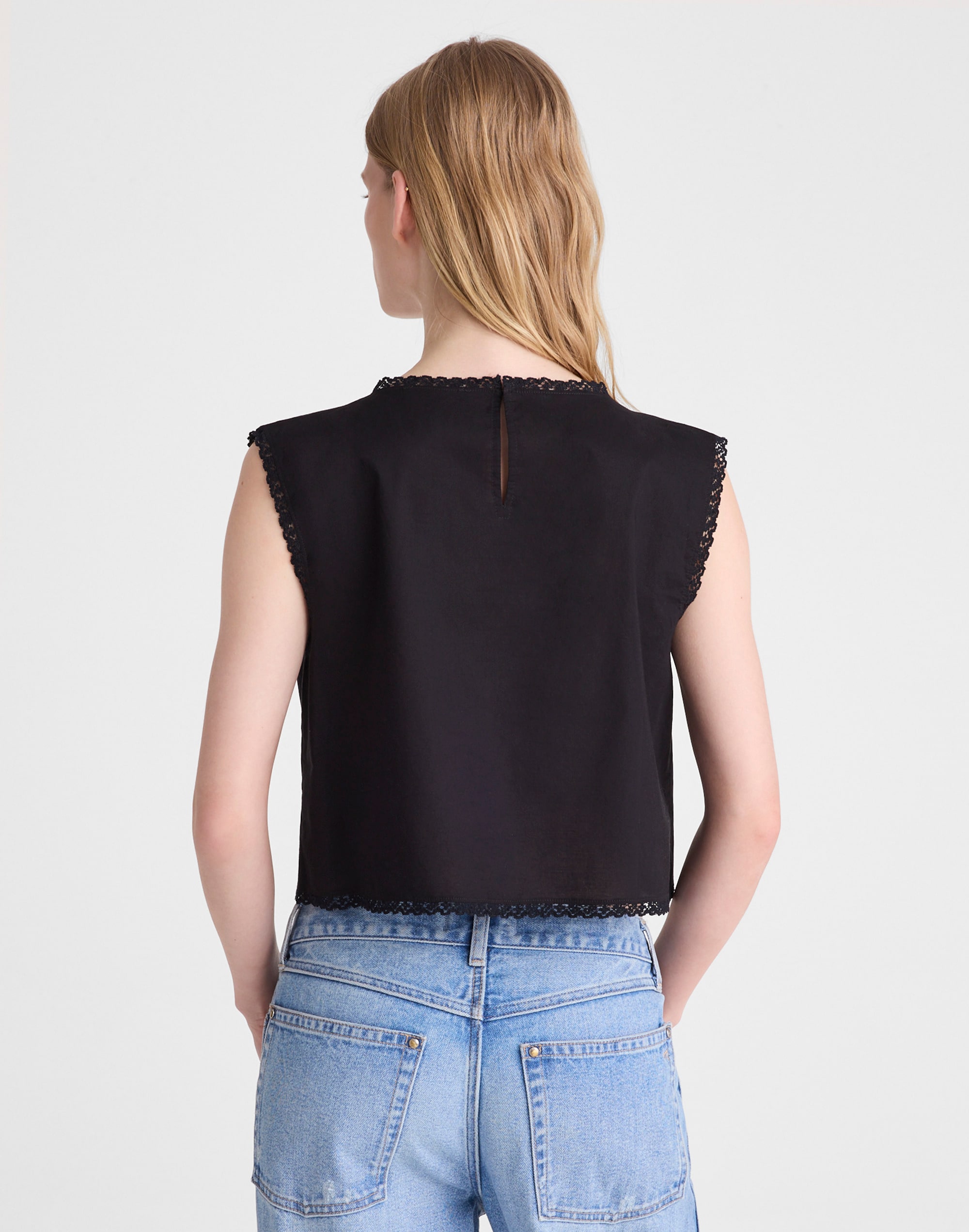 Embroidered Lace-Insert Top