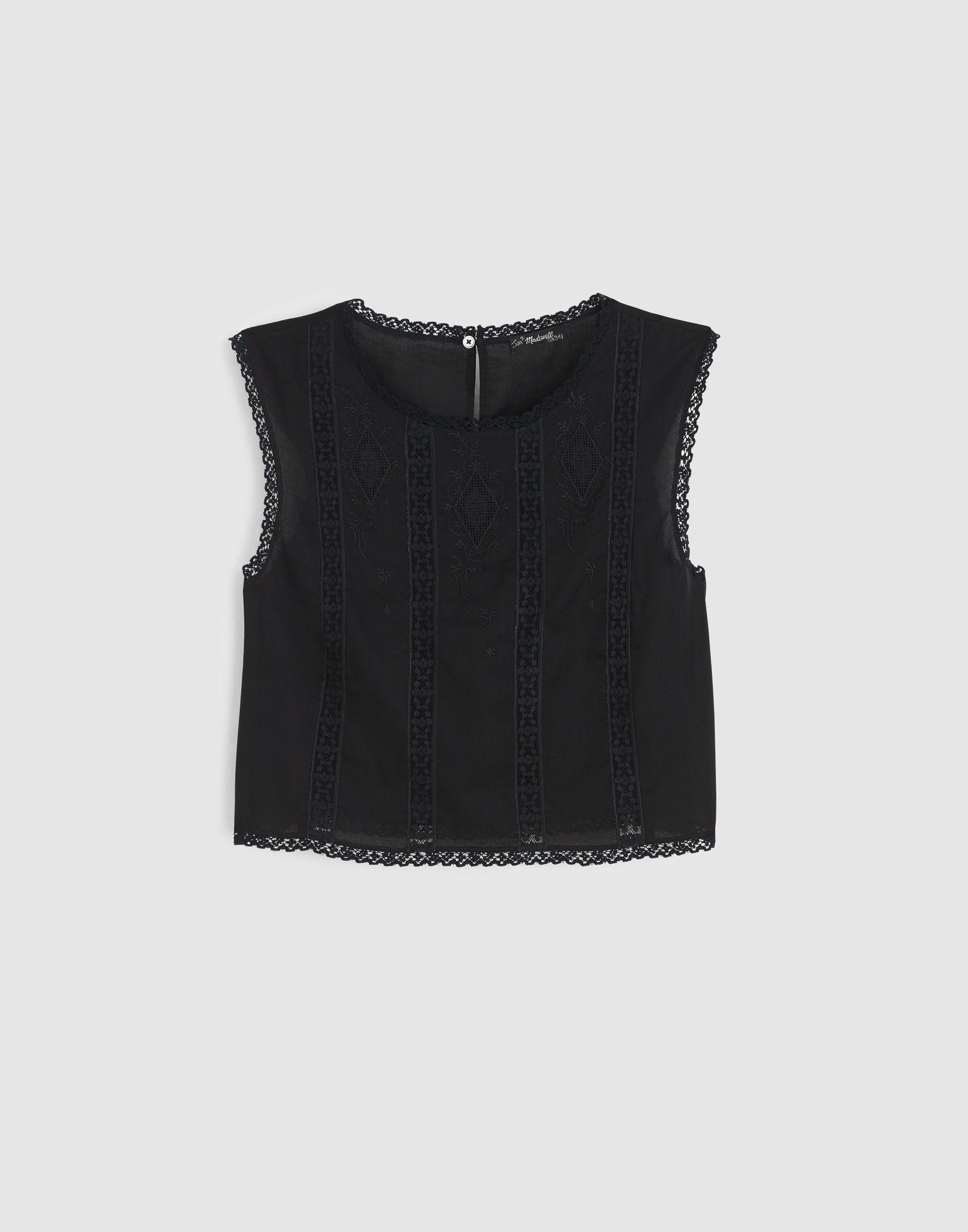 Embroidered Lace-Insert Top