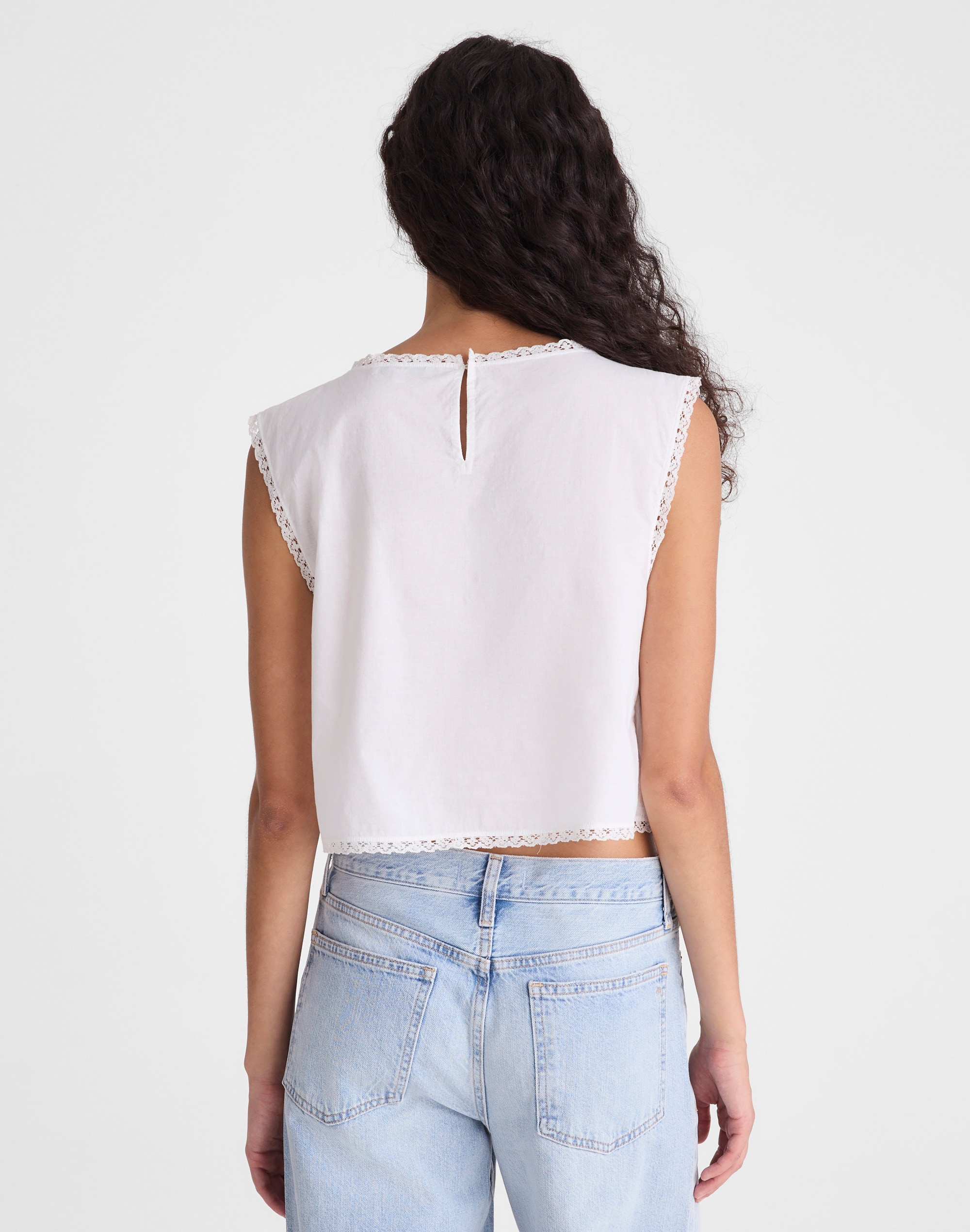 Embroidered Lace-Insert Top