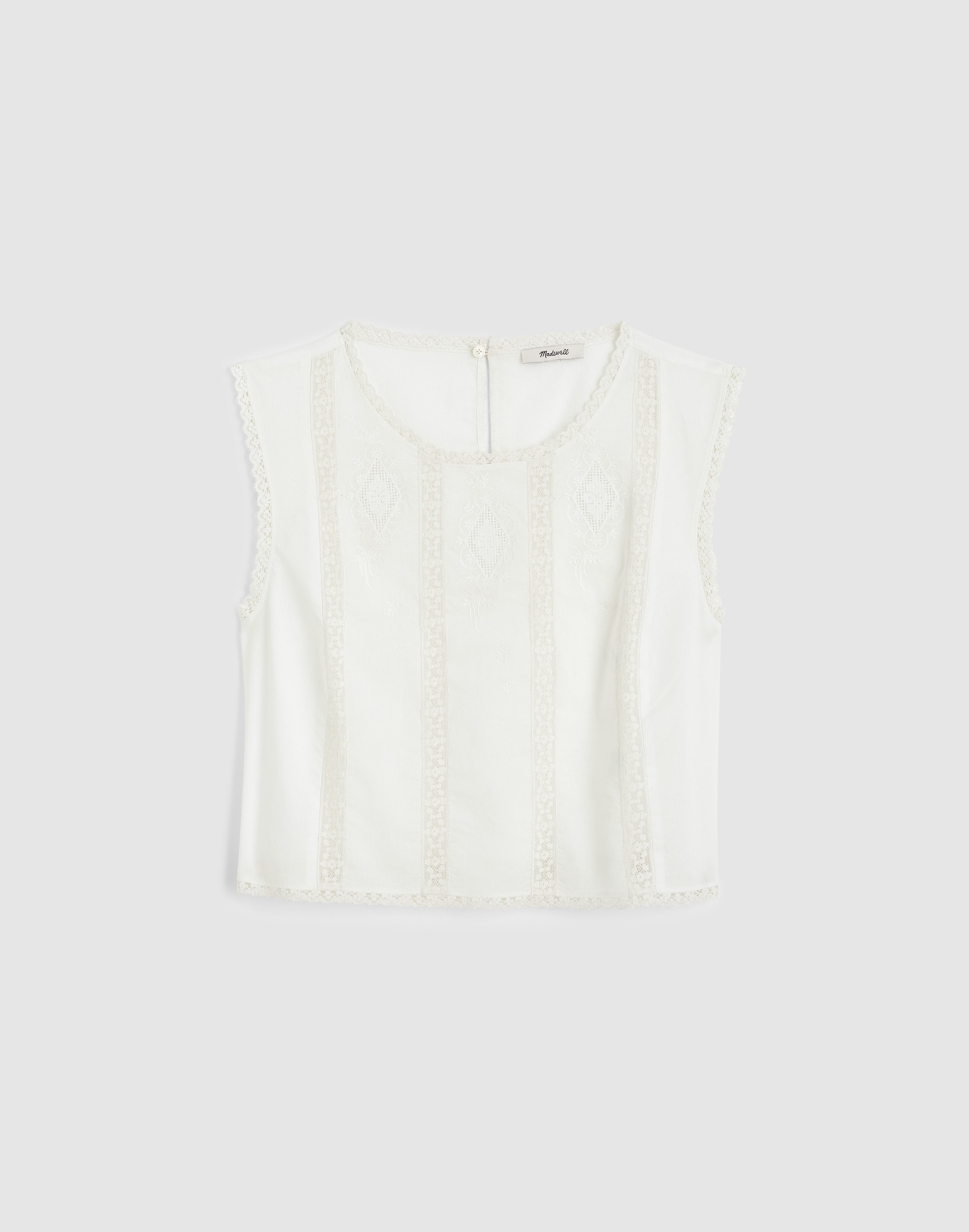 Embroidered Lace-Insert Top