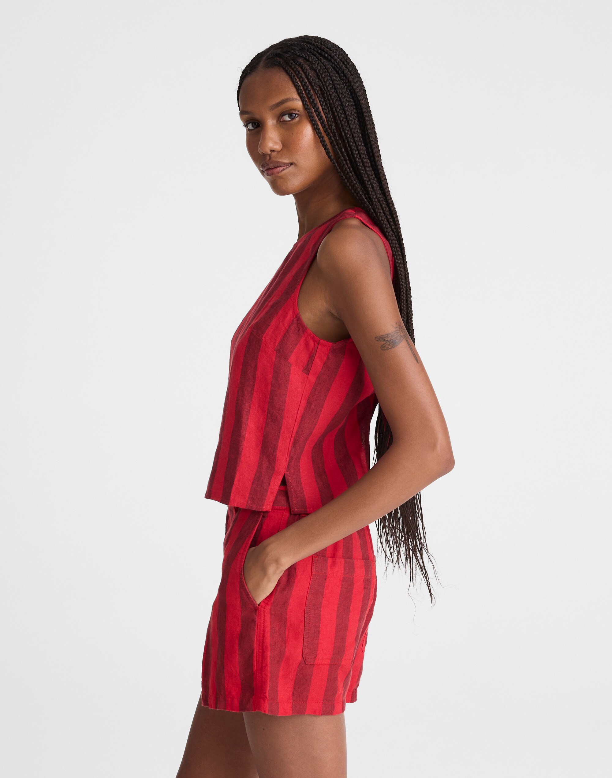 Tie-Back Shell Top in 100% Linen