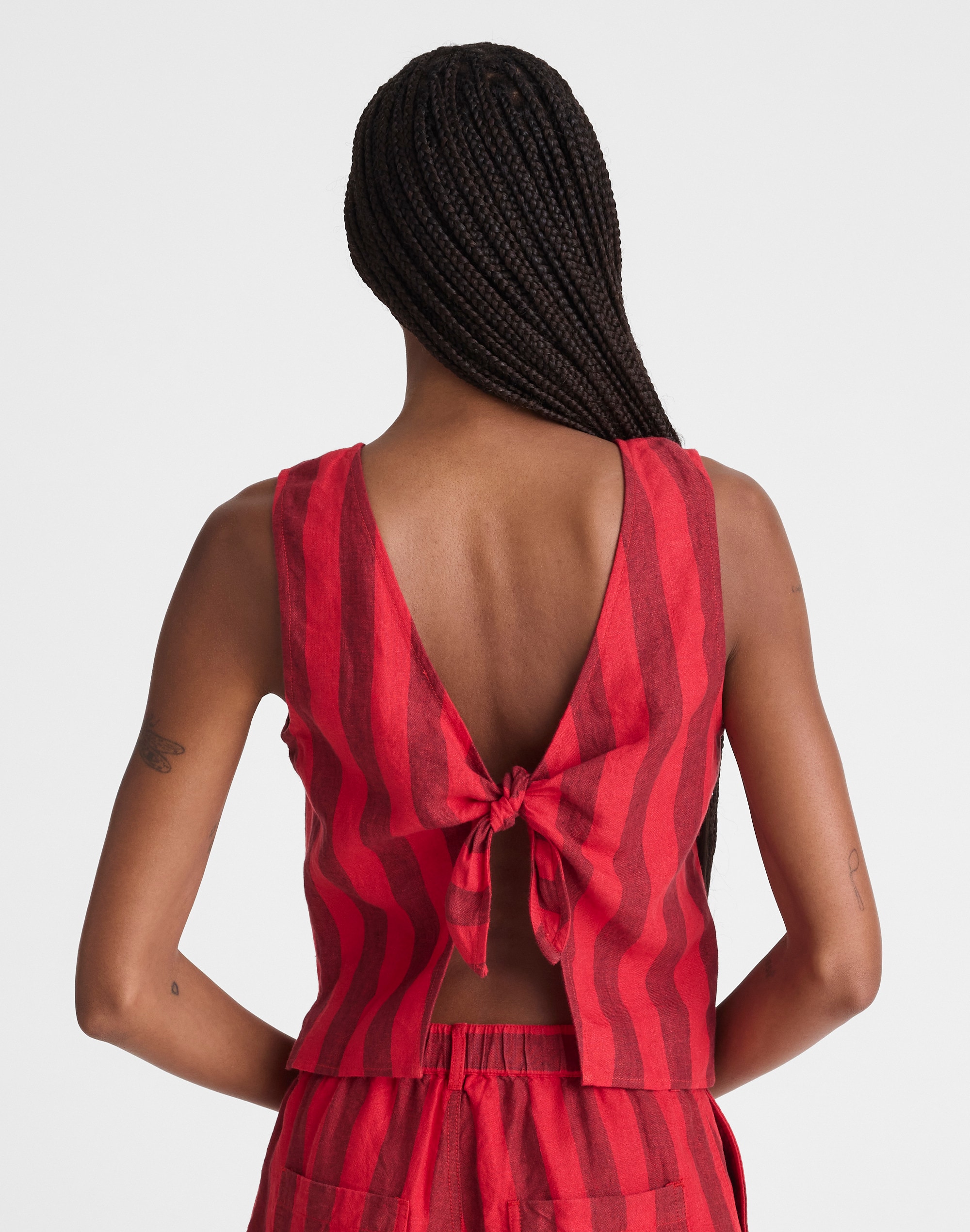 Tie-Back Shell Top in 100% Linen
