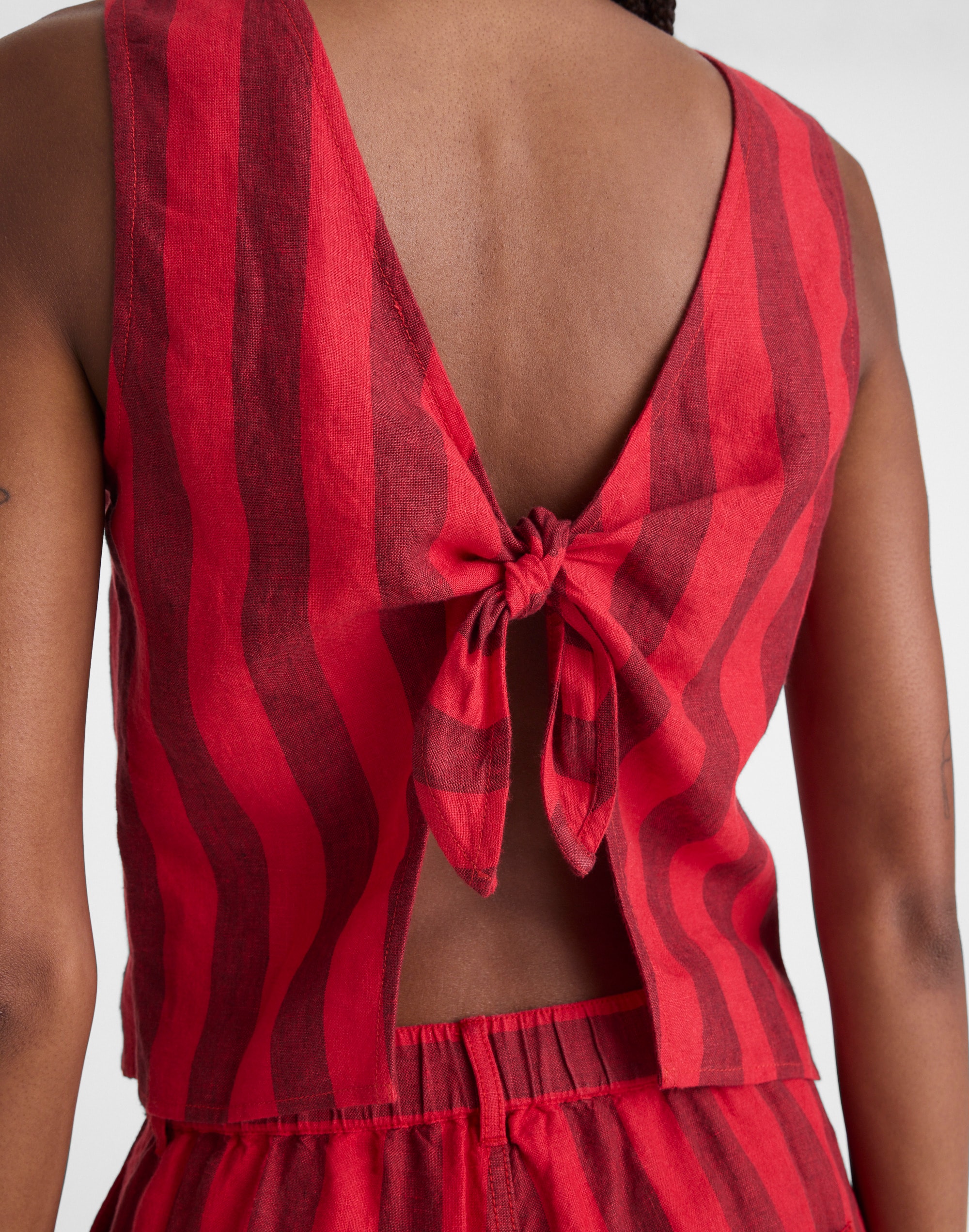 Tie-Back Shell Top in 100% Linen