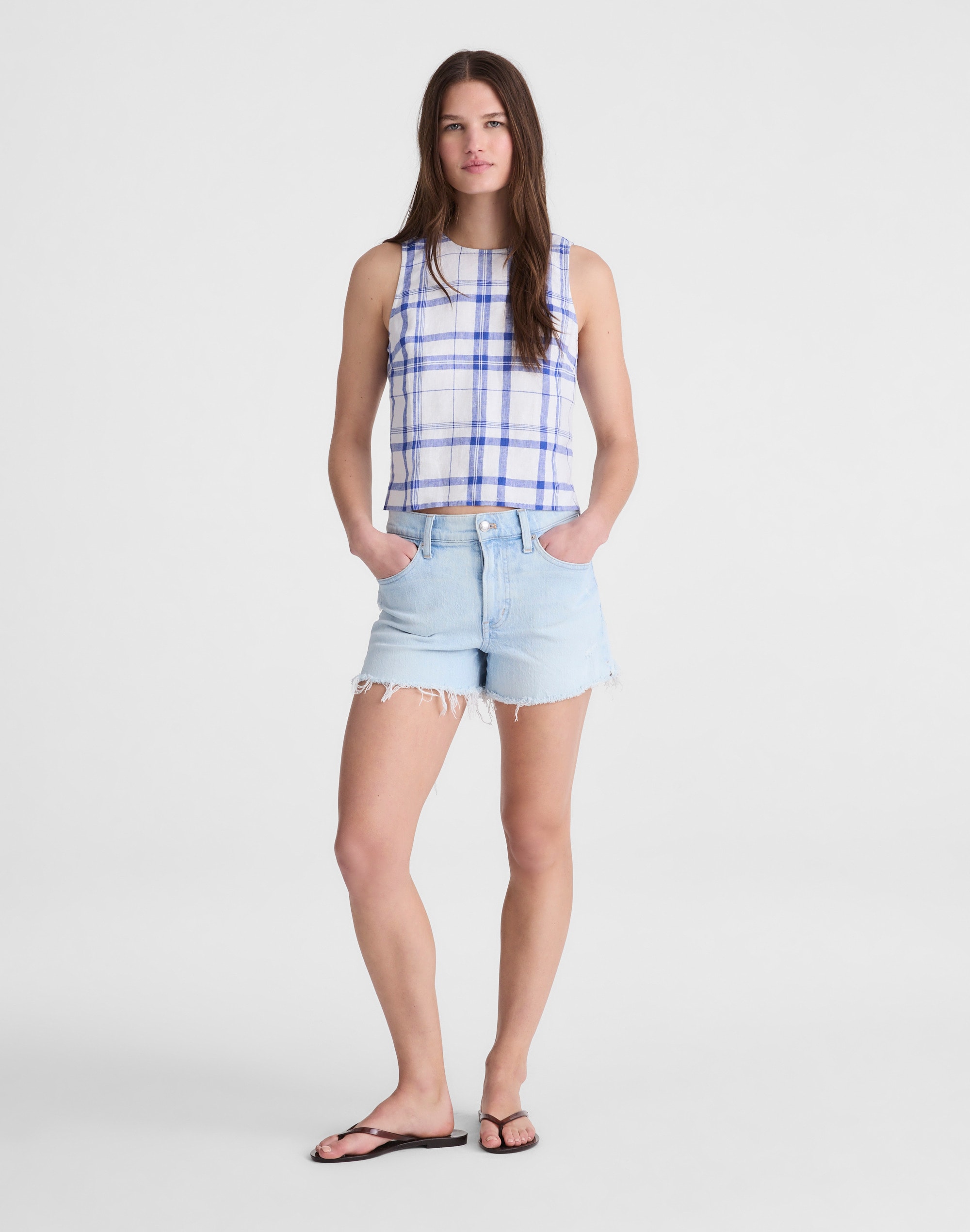 Tie-Back Shell Top in 100% Linen