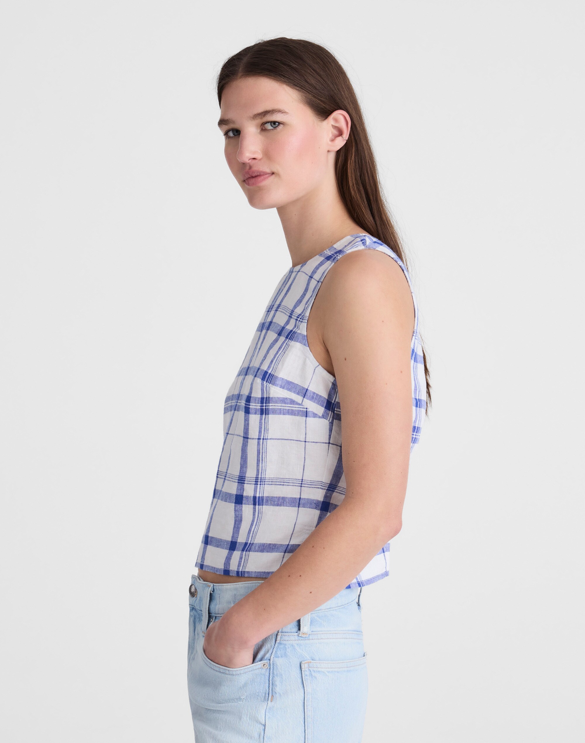 Tie-Back Shell Top in 100% Linen