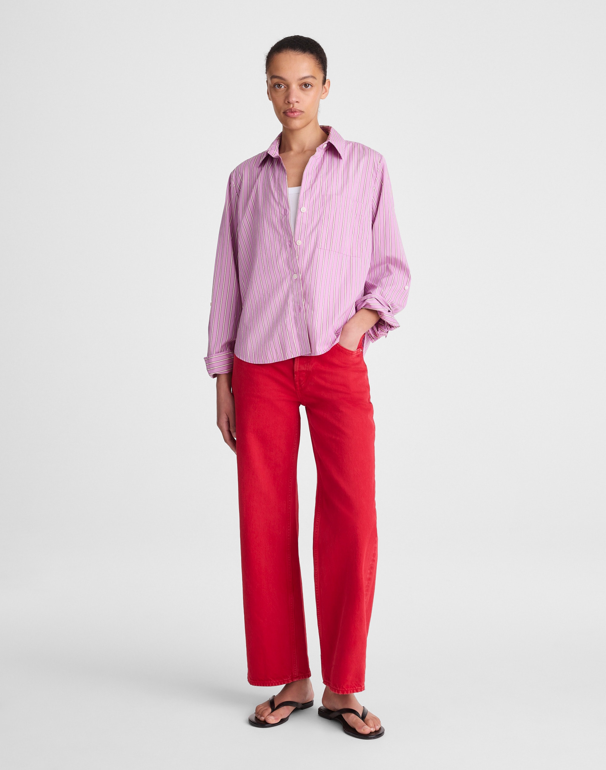 The Signature Y-Neck Shirt in Poplin