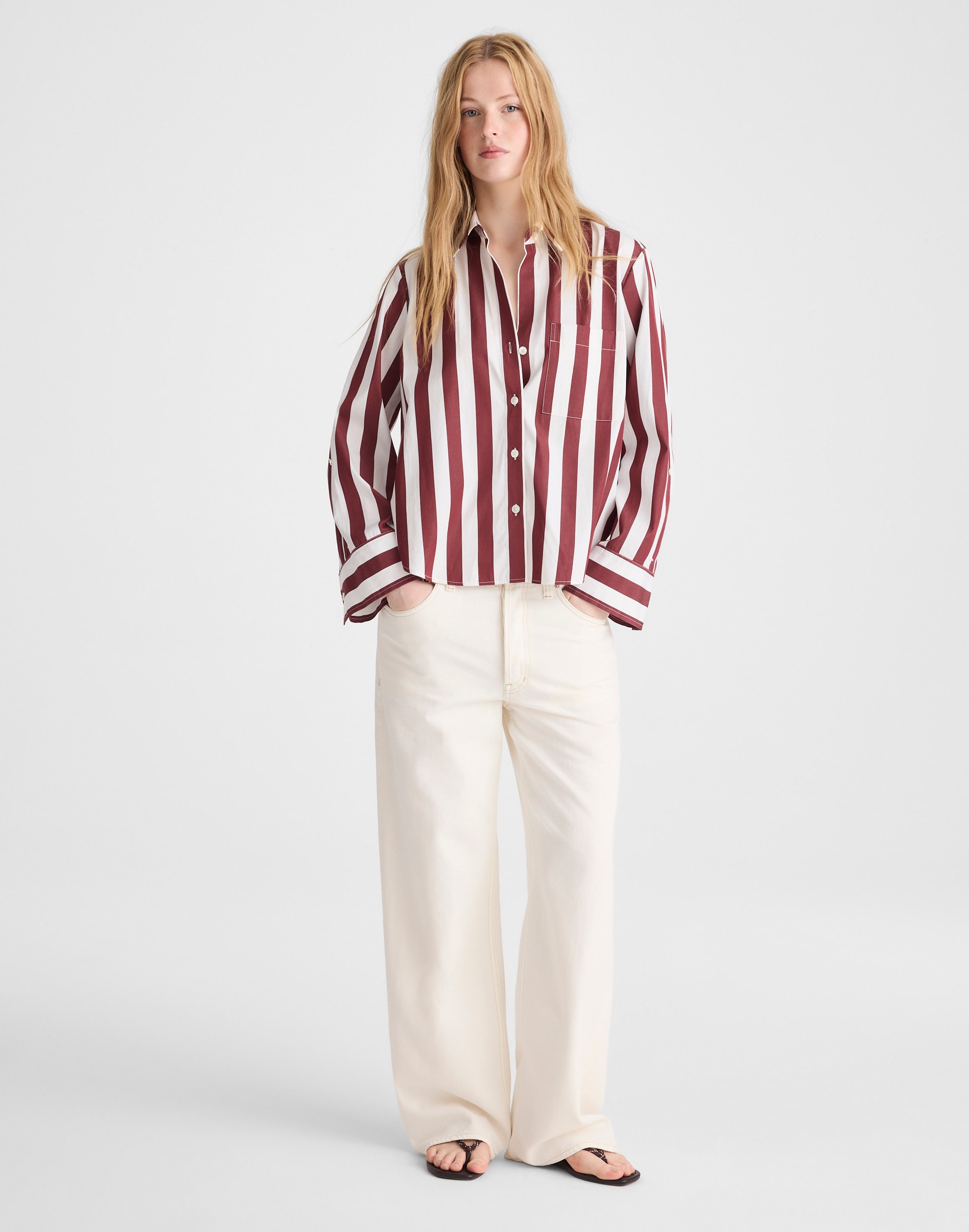 The Signature Y-Neck Shirt in Poplin