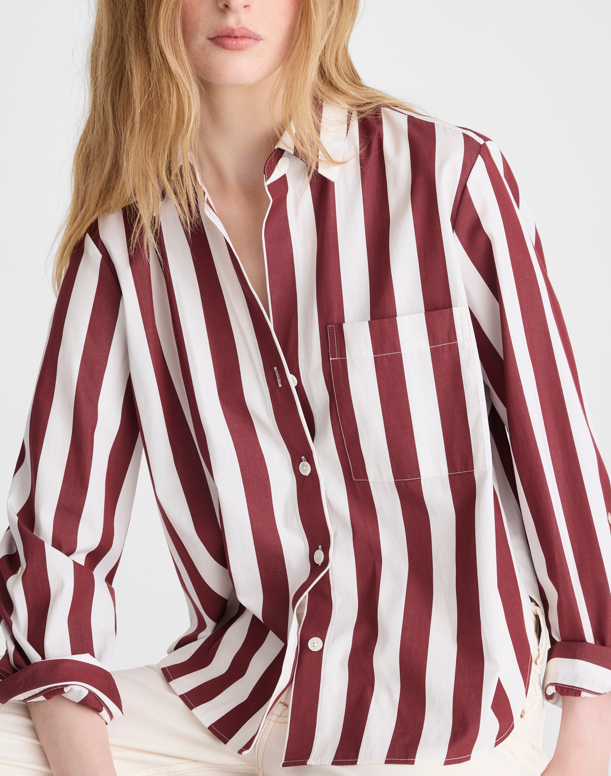 The Signature Y-Neck Shirt in Poplin