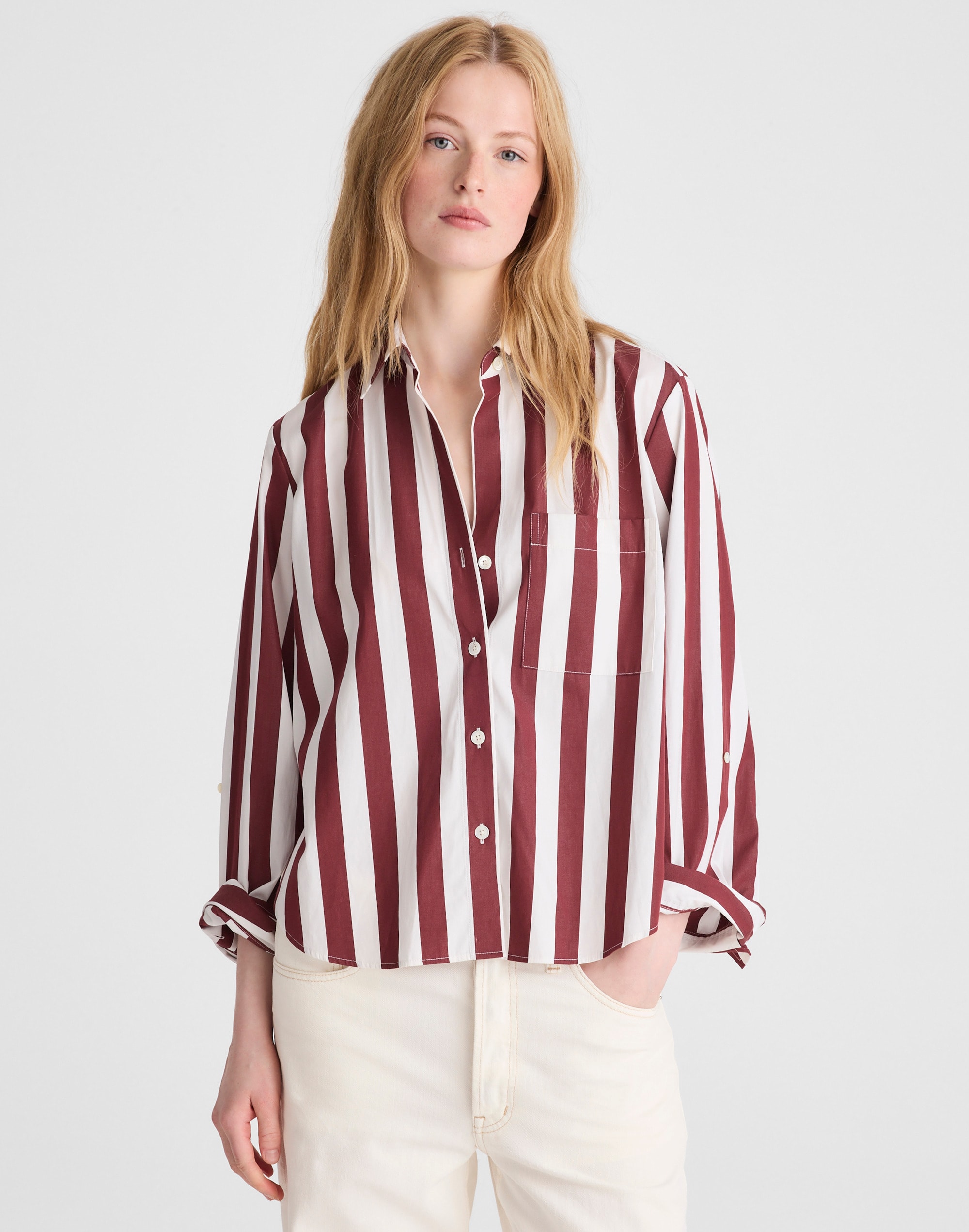The Signature Y-Neck Shirt in Poplin