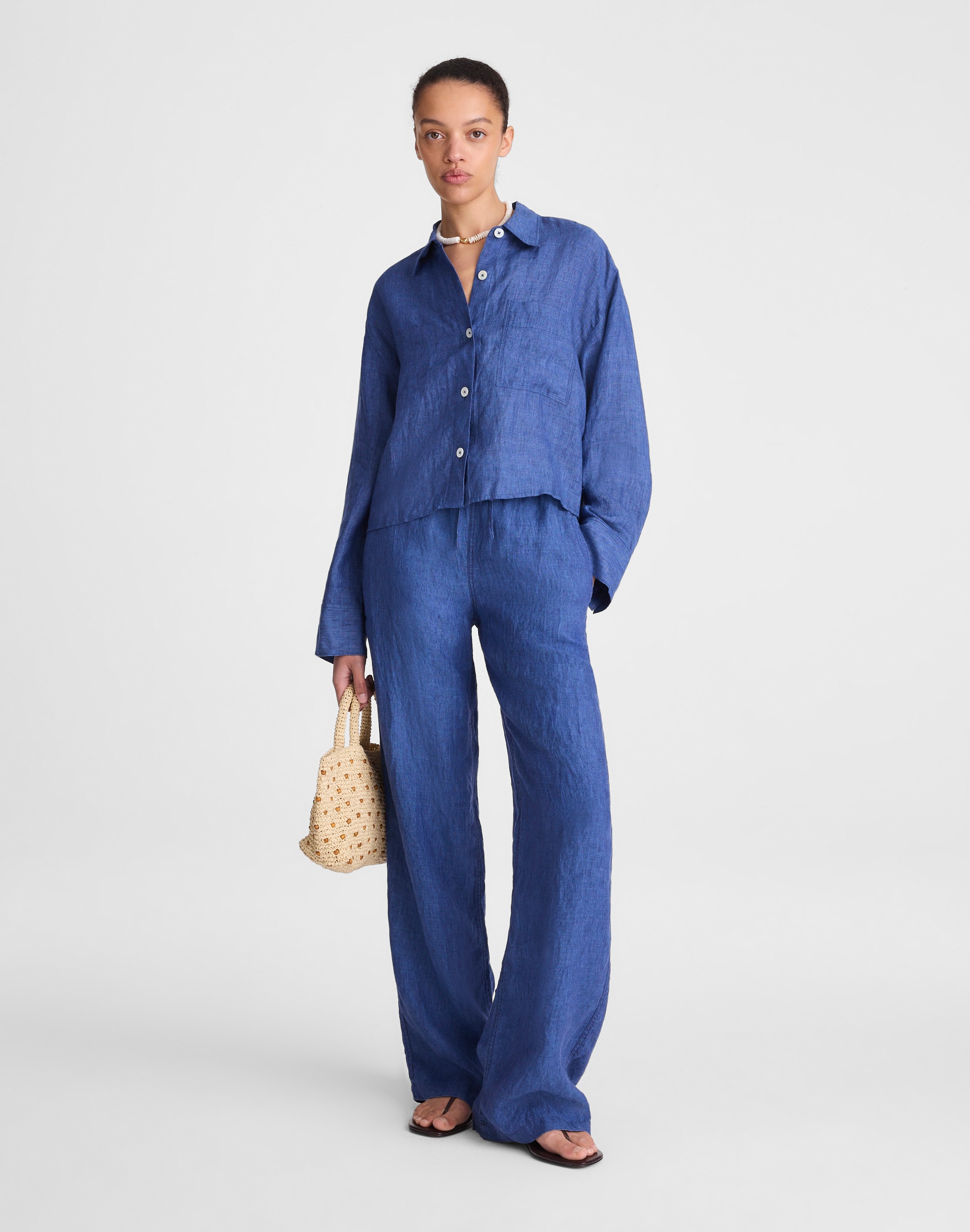 Straight-Hem Shirt in Linen