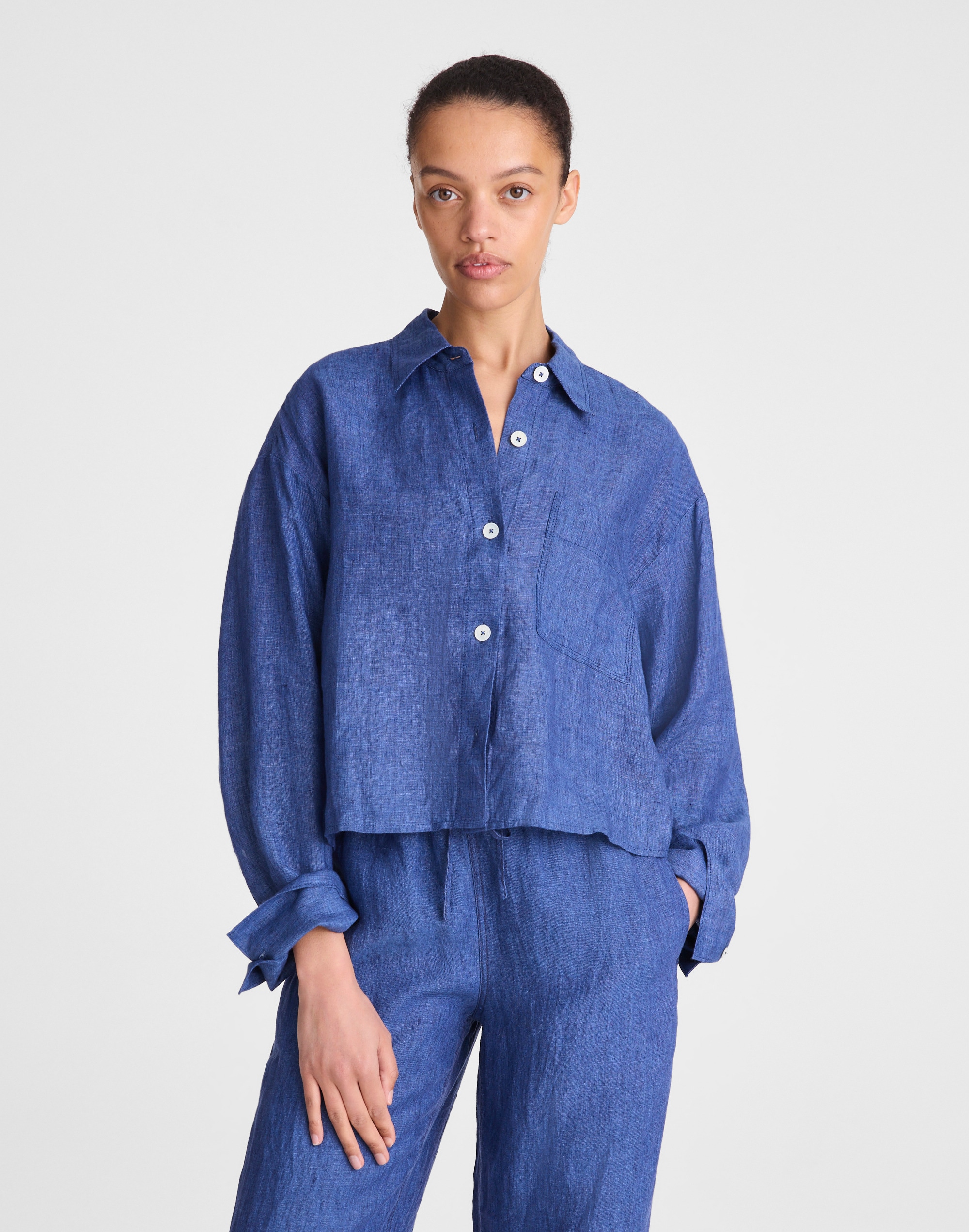 Madewell Straight-hem Button-up Shirt In Blue