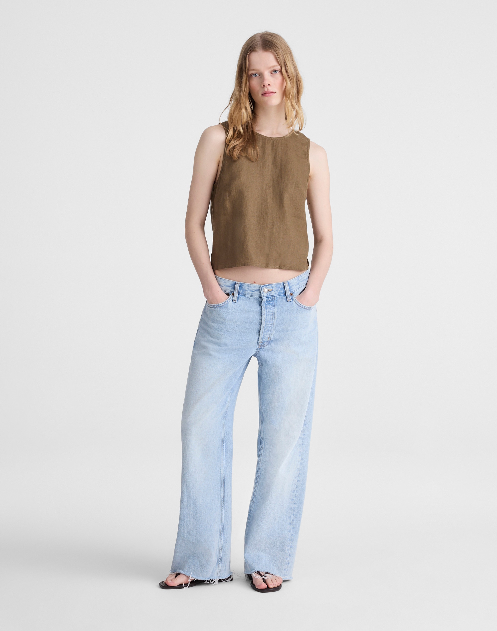 Tie-Back Shell Top in 100% Linen