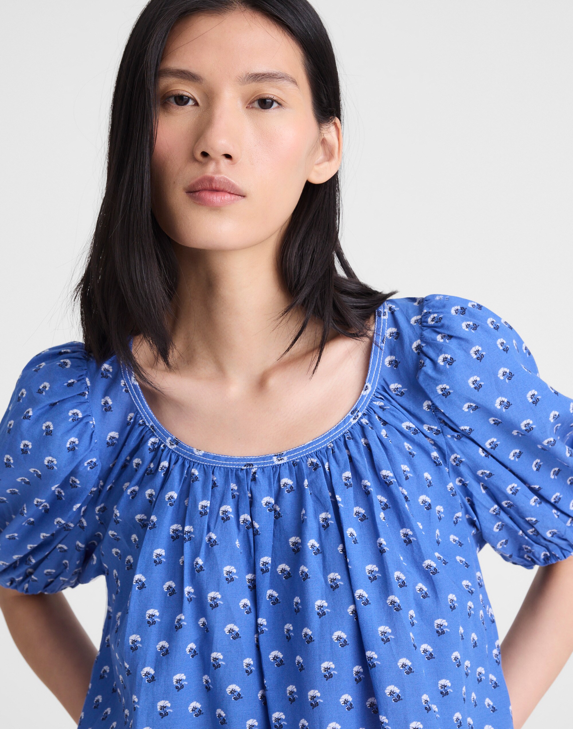 Shirred Scoopneck Top