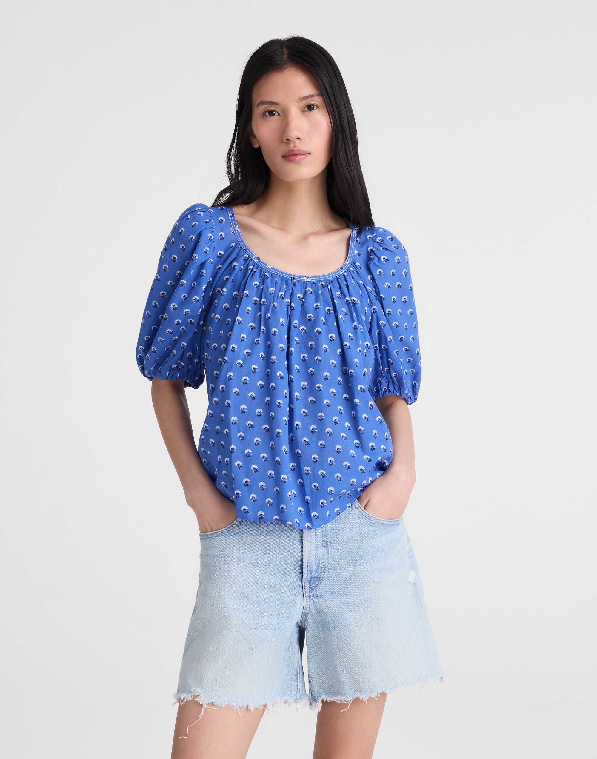 shirred scoopneck top