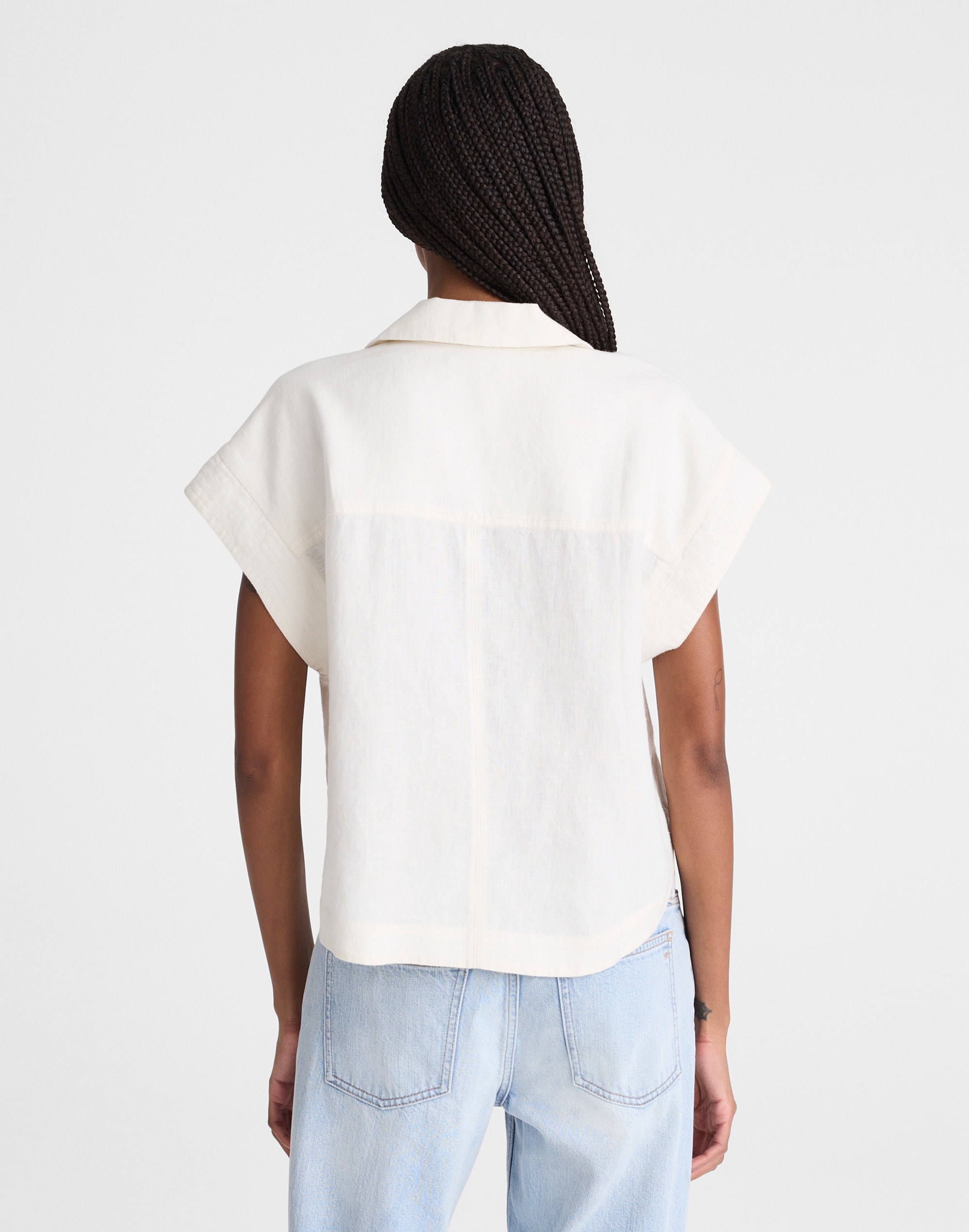 Notch-Collar Popover Shirt in 100% Linen