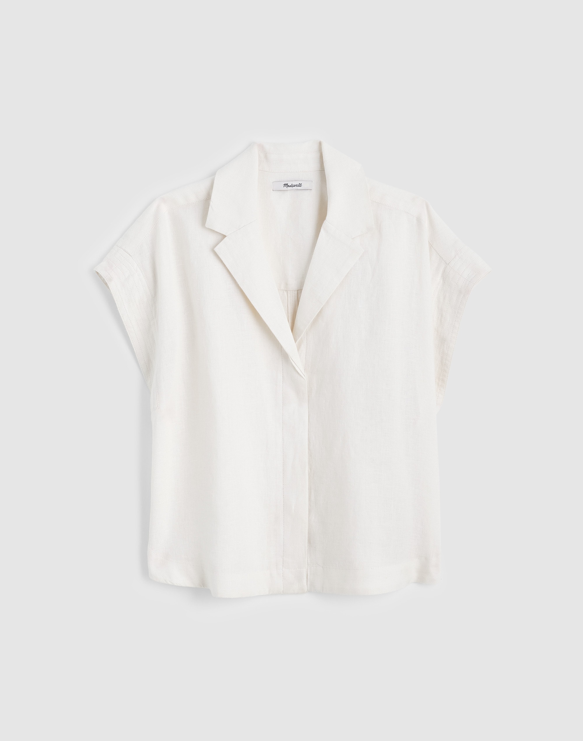 Notch-Collar Popover Shirt in 100% Linen