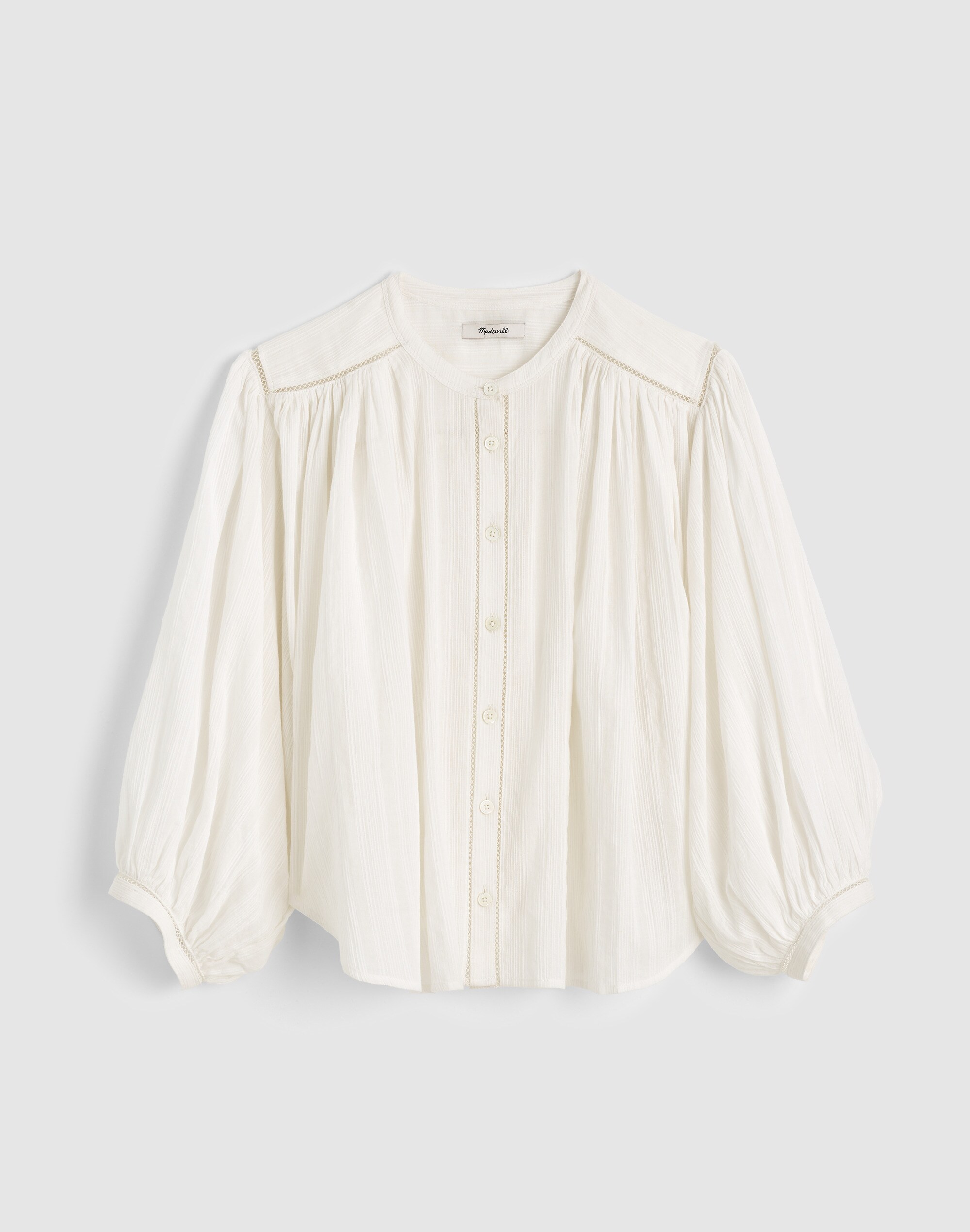 Shirred Button-Up Blouse