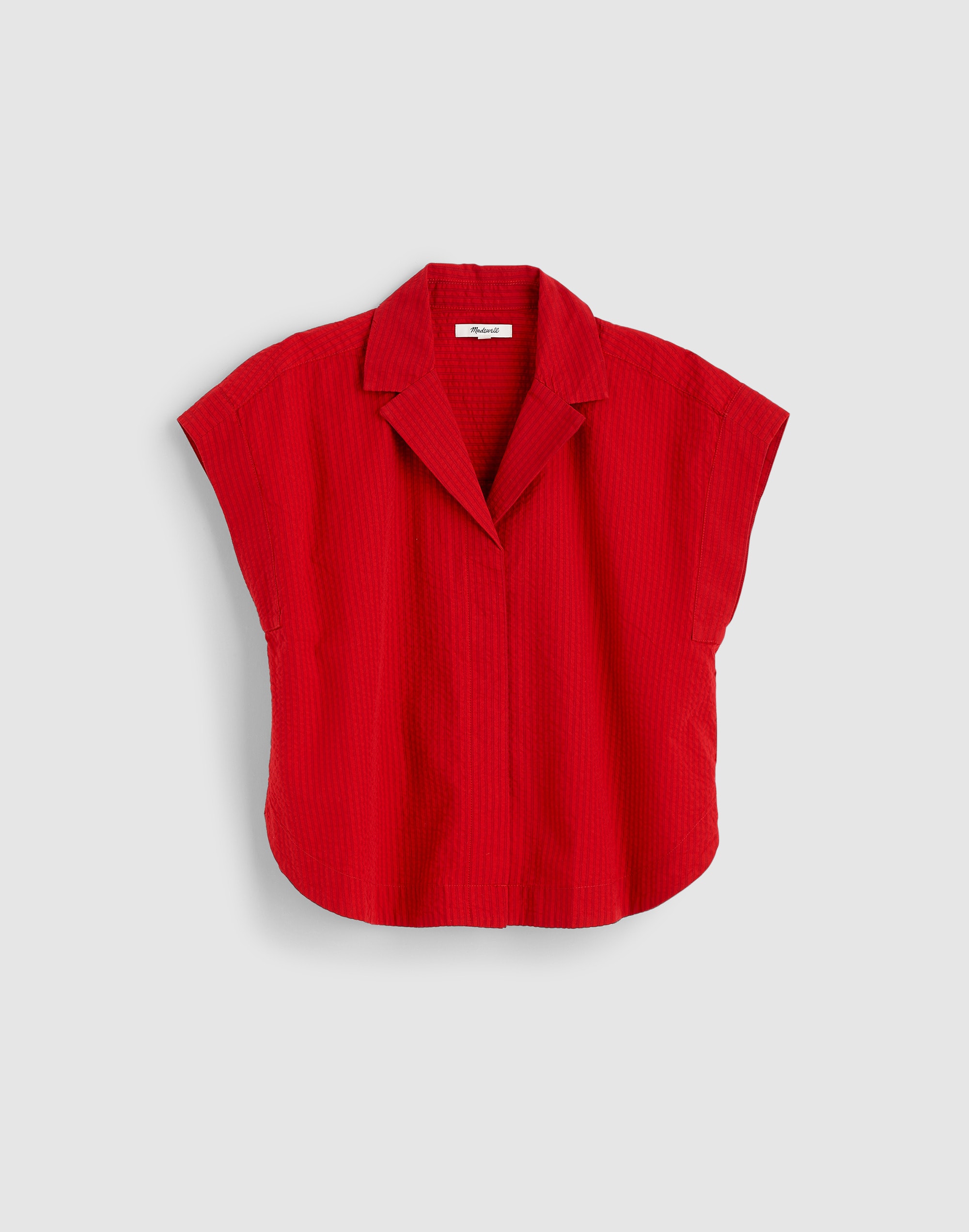 Notch-Collar Popover Shirt in Seersucker