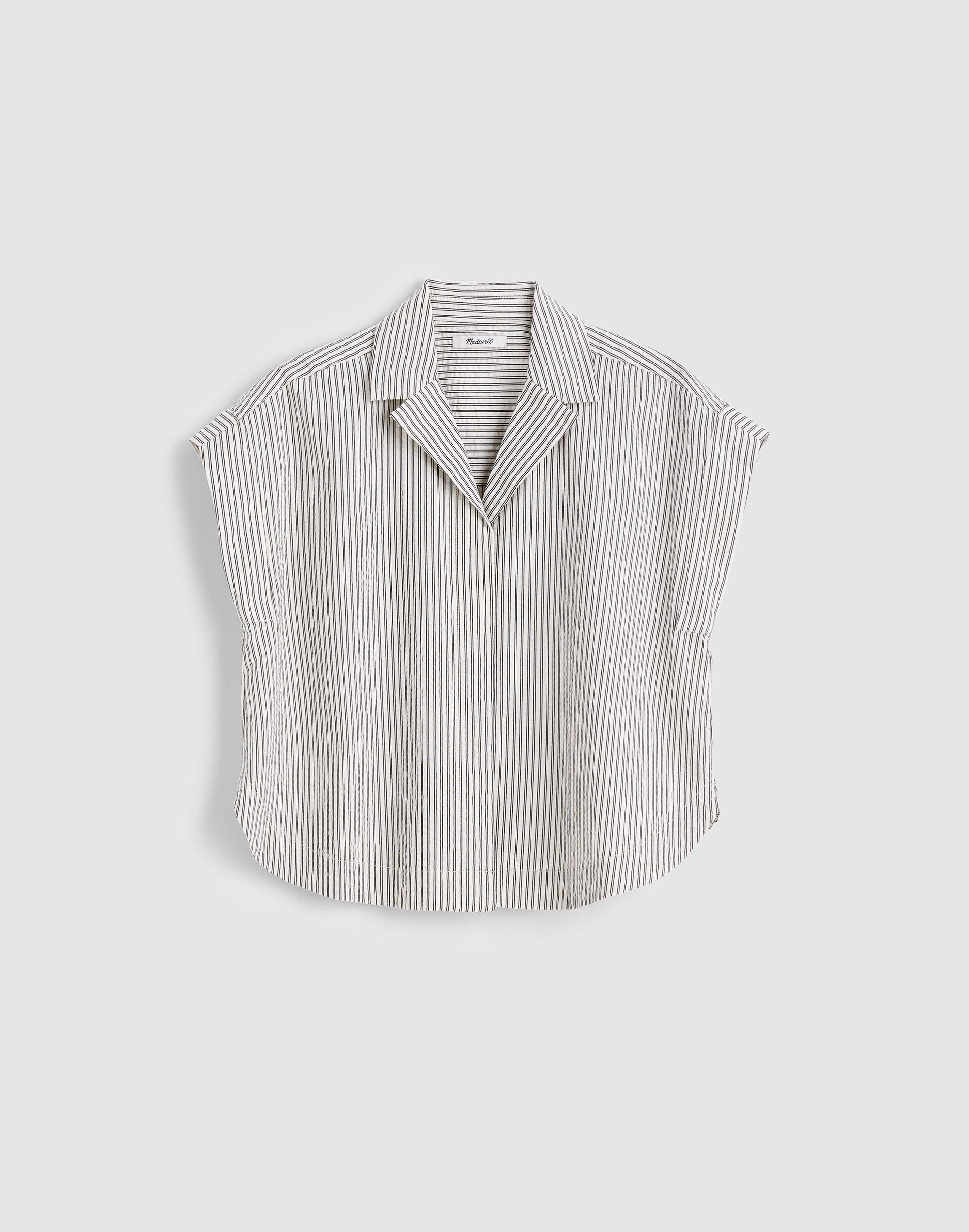 Notch-Collar Popover Shirt in Seersucker