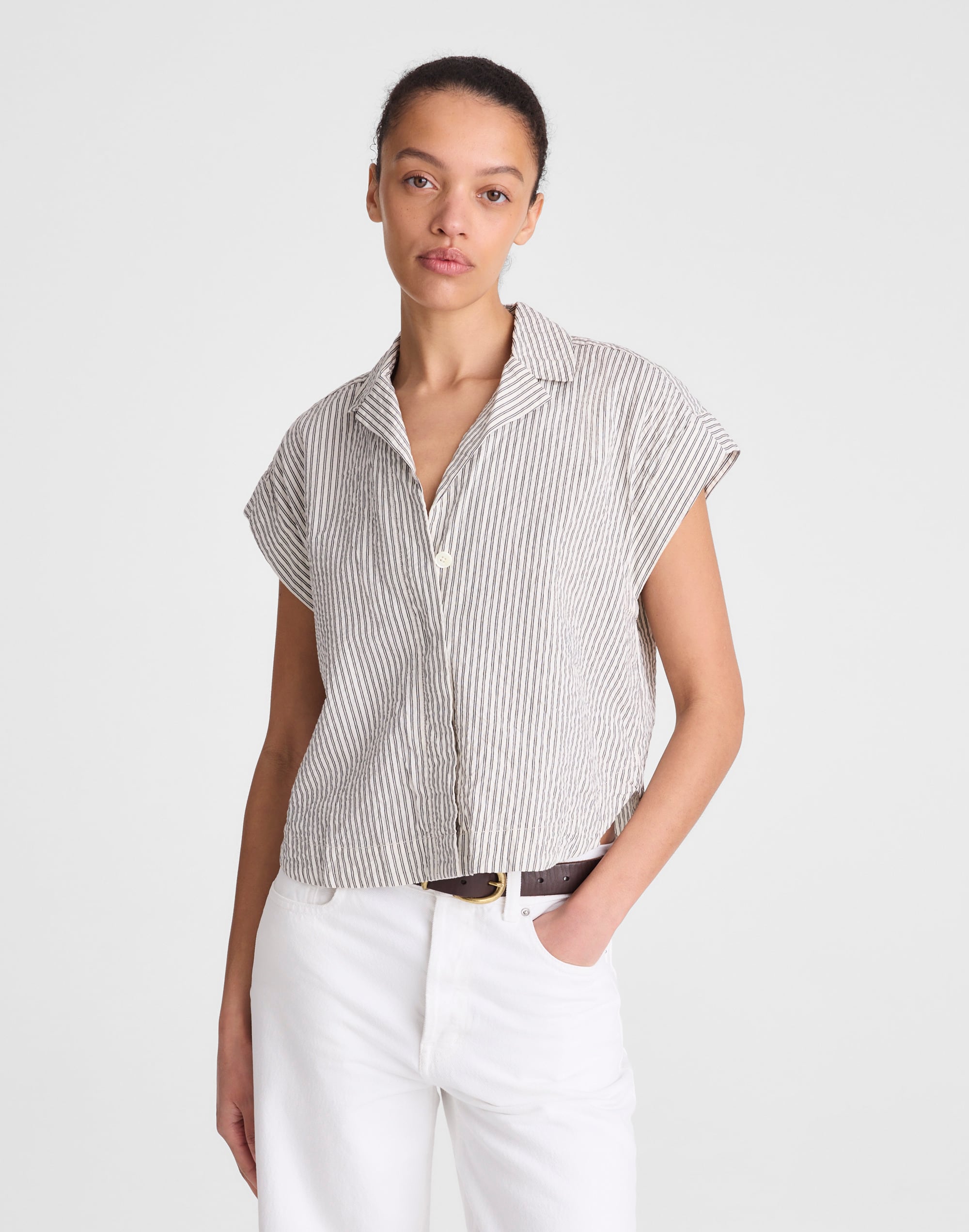 notch-collar shirt in seersucker