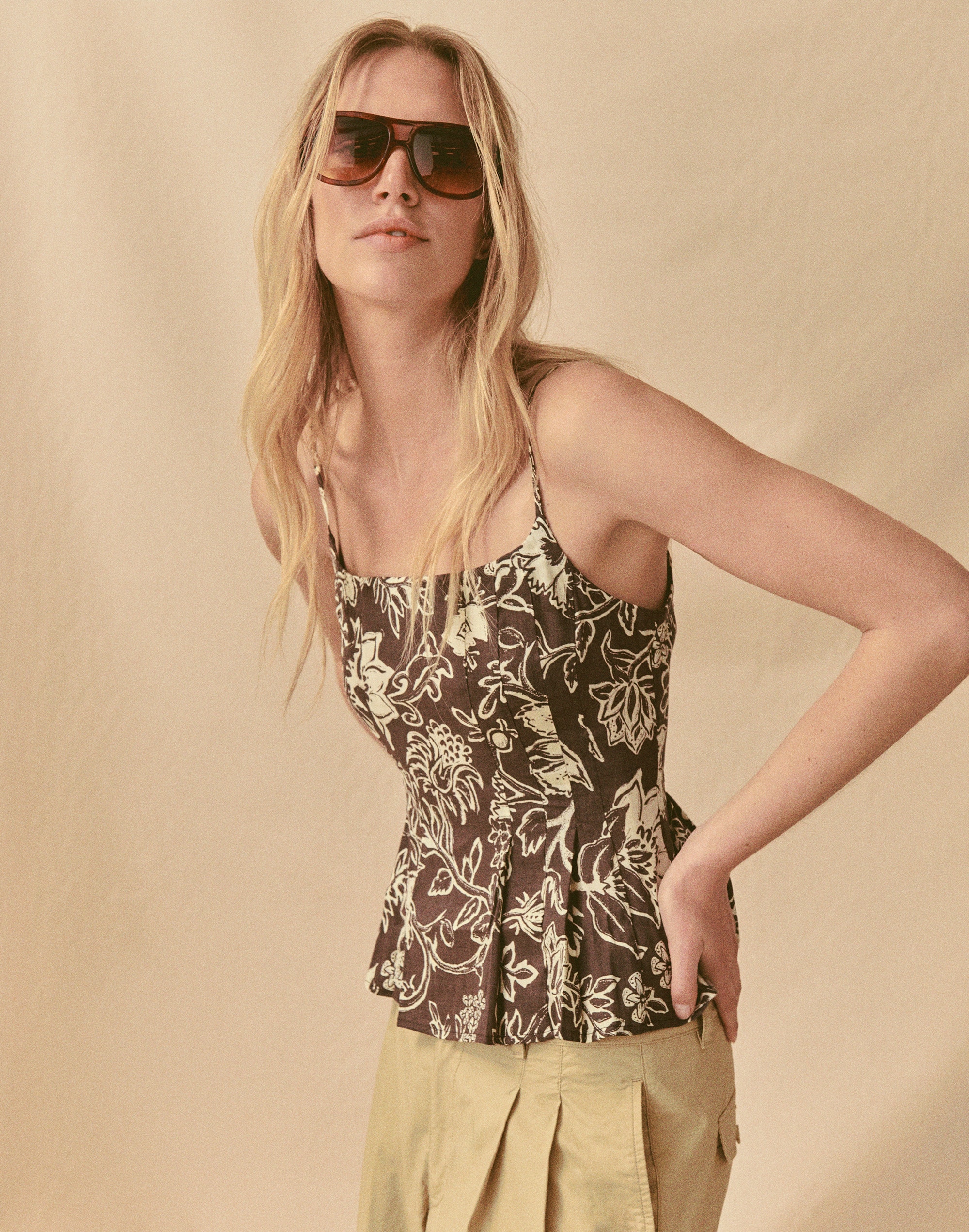 Darted Peplum Cami Top