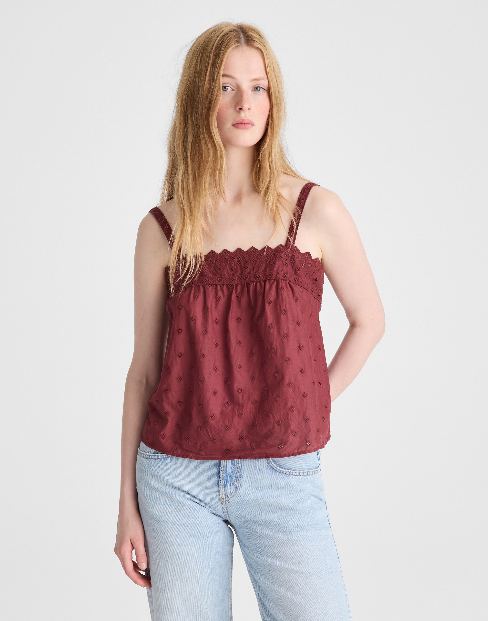 Embroidered Eyelet Tank