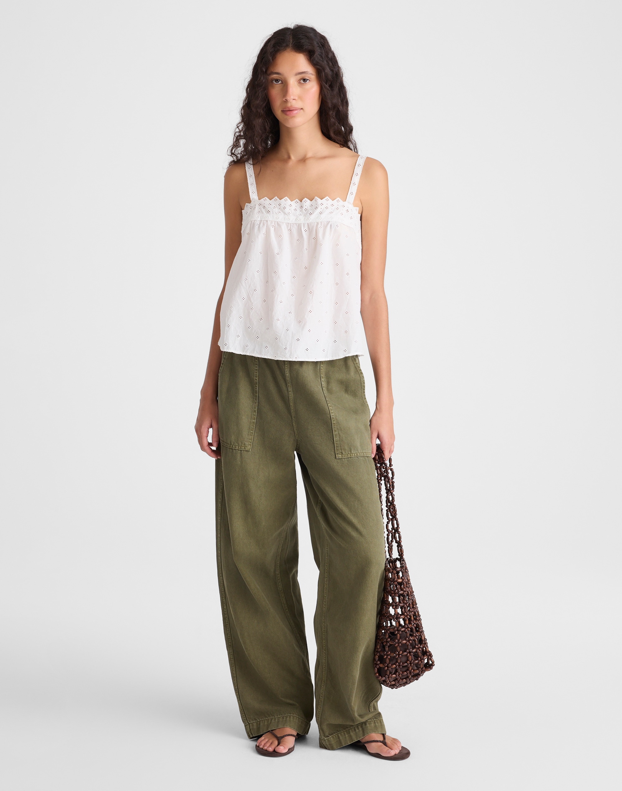 Embroidered Eyelet Tank
