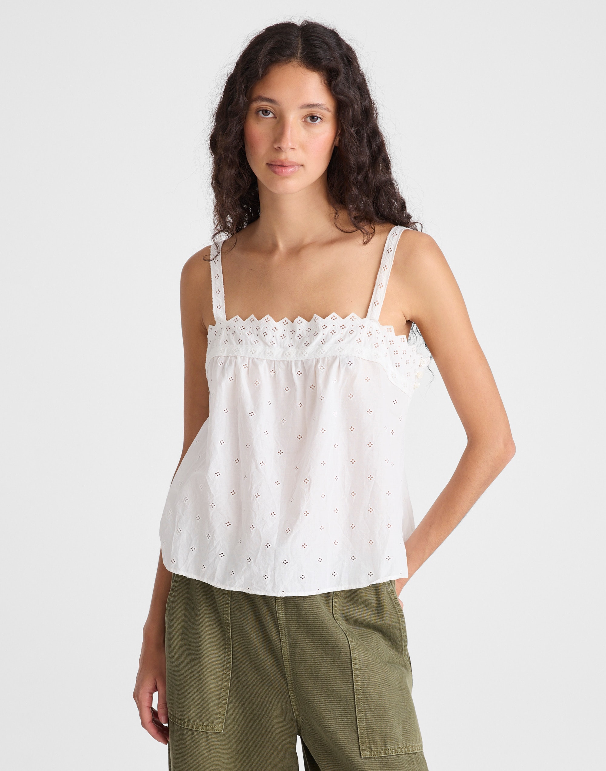 Madewell Embroidered Eyelet Tank In White
