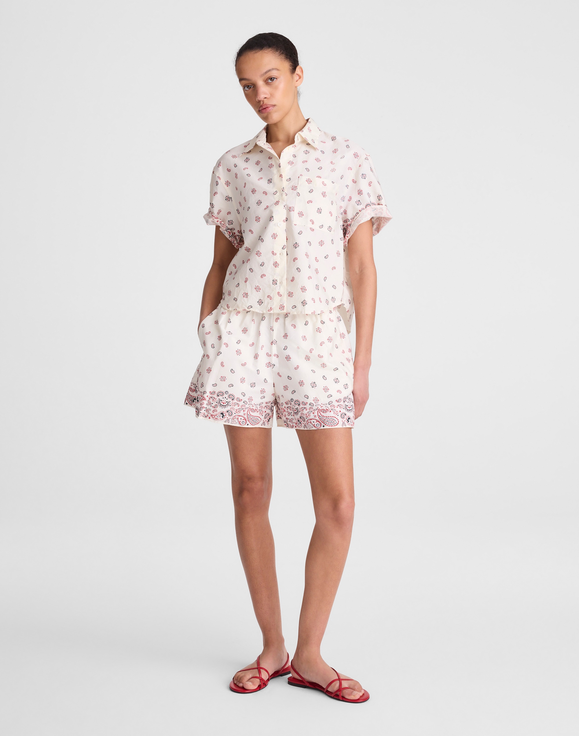 Patch-Pocket Boxy Shirt in Poplin