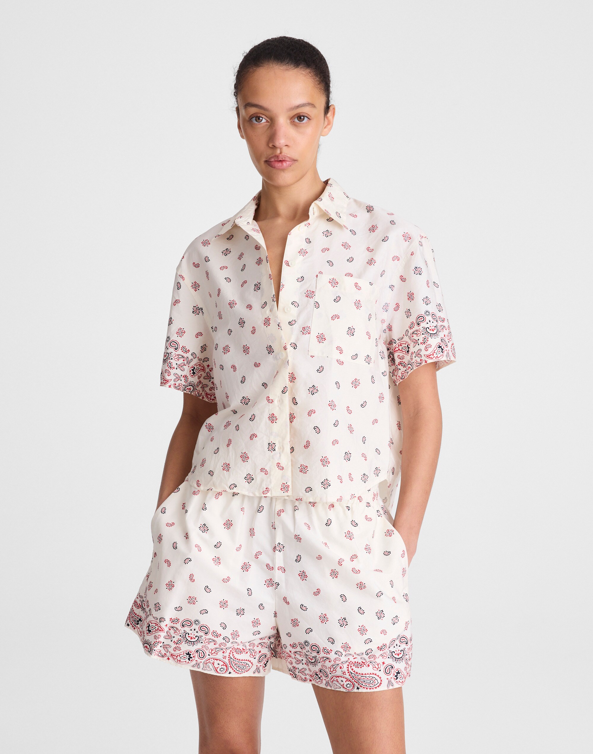 Patch-Pocket Boxy Shirt in Poplin