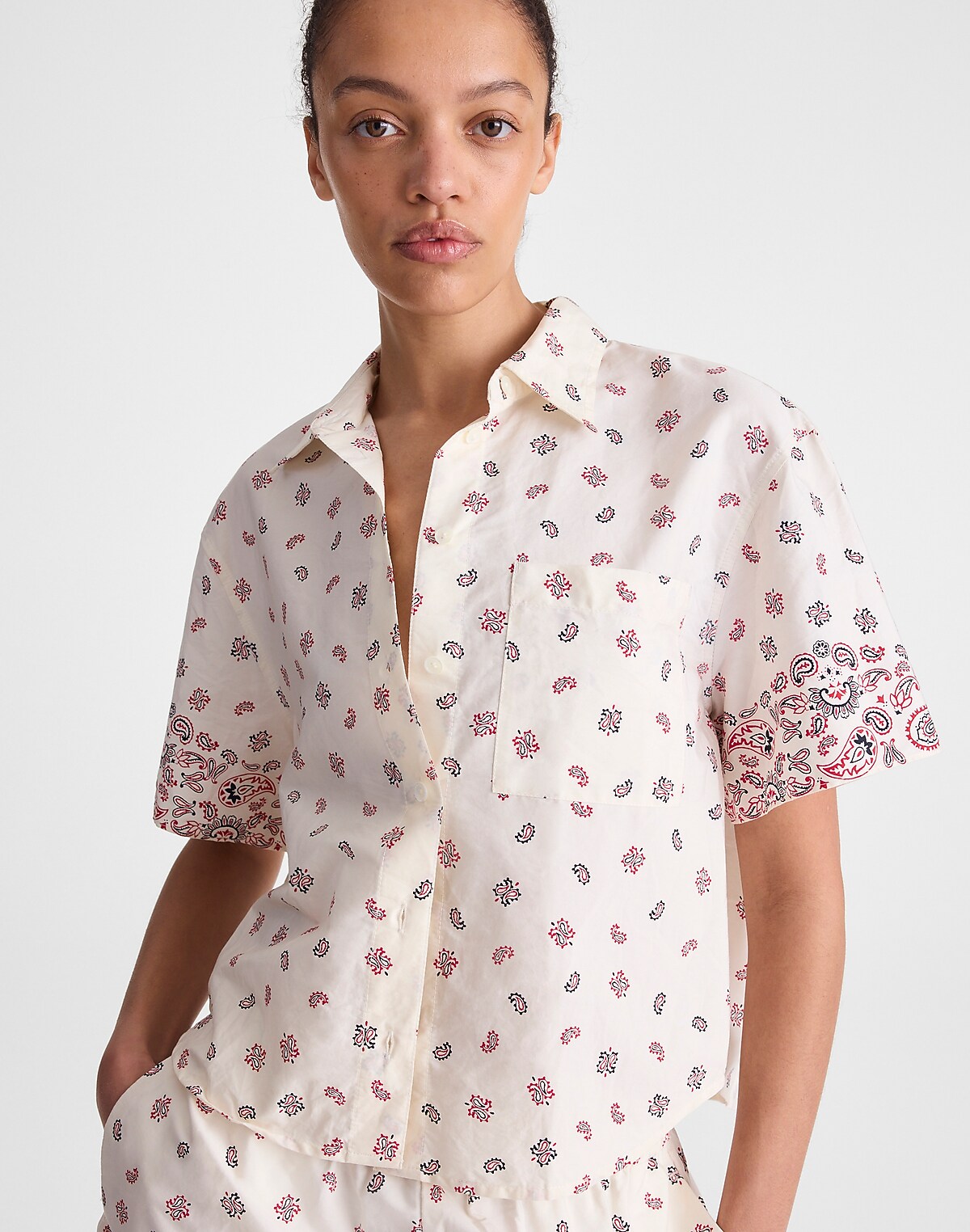 Patch-Pocket Boxy Shirt in Poplin