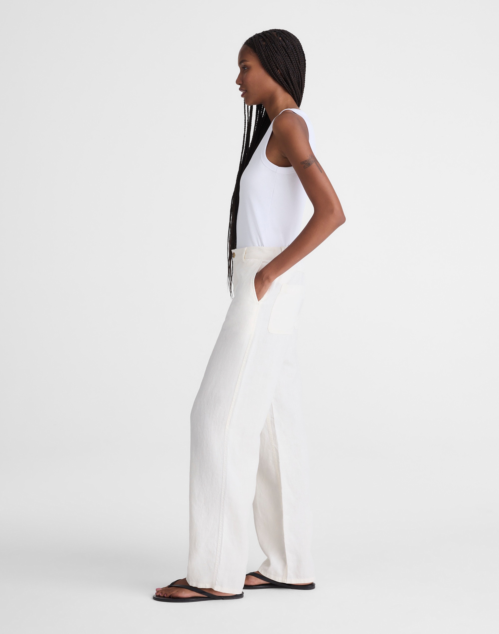 The Zoe Relaxed Straight Pant in 100% Linen