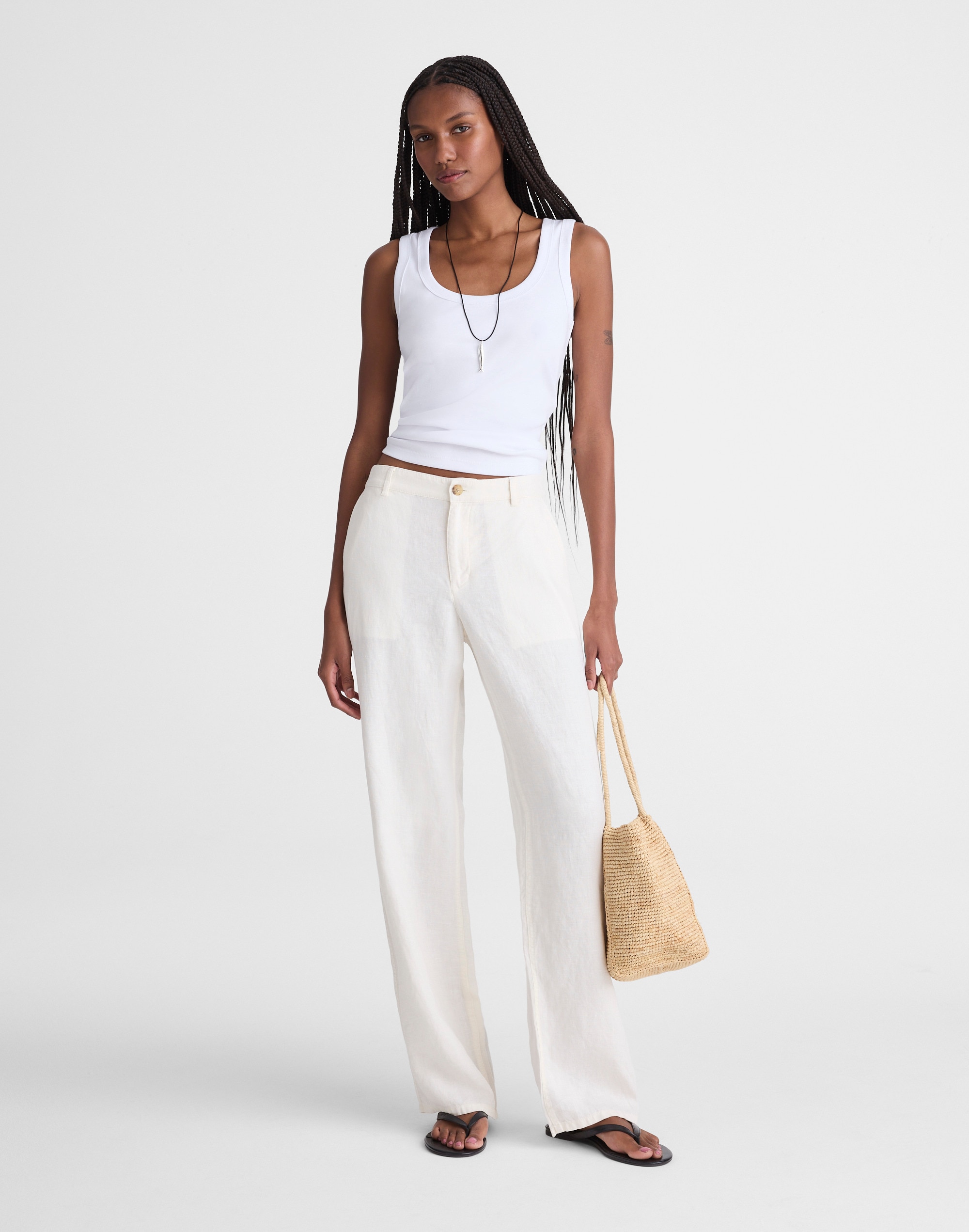 The Zoe Relaxed Straight Pant in 100% Linen