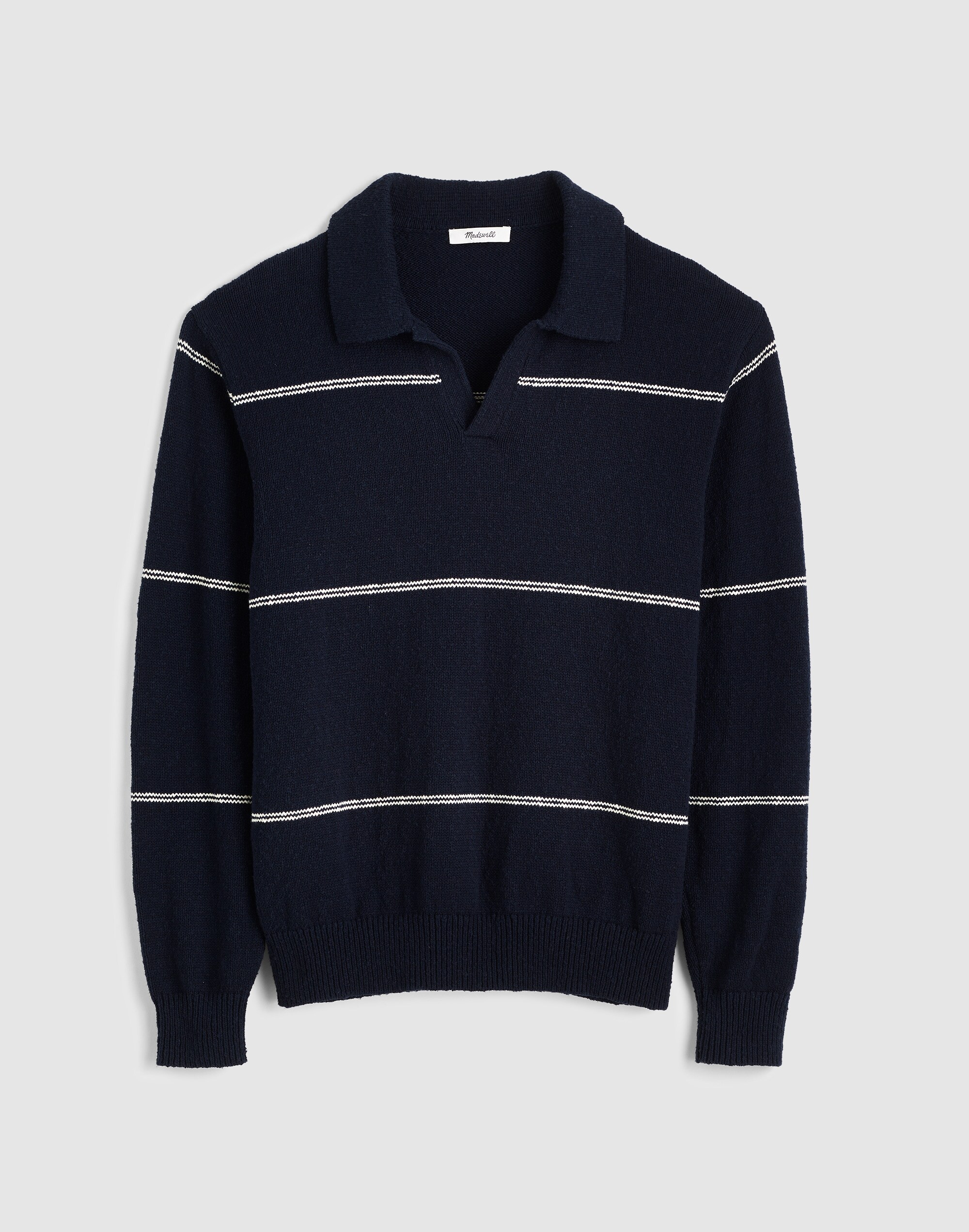 Johnny-Collar Sweater Polo in Textured Cotton