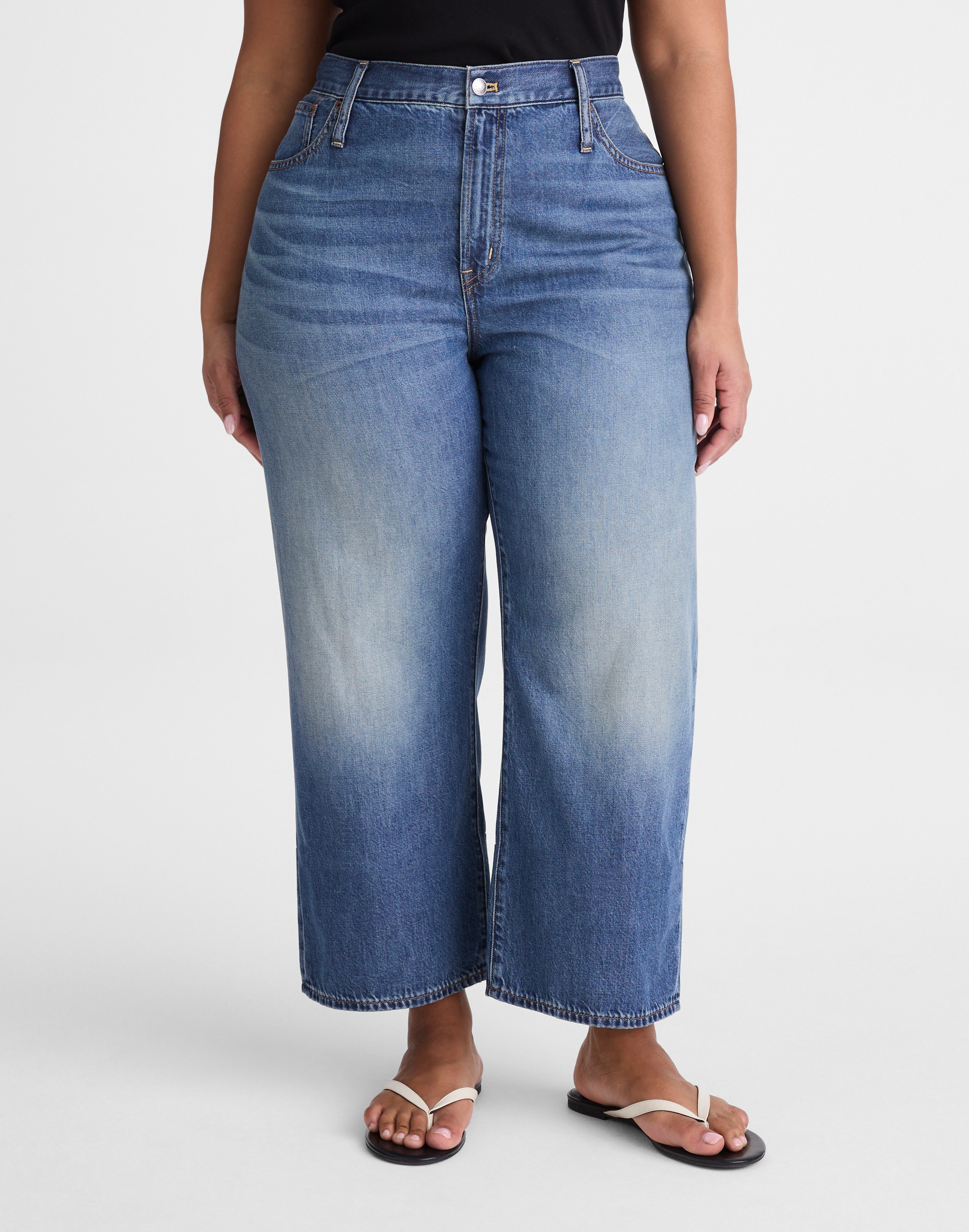 The Plus Perfect Vintage Wide-Leg Crop Jean in Airy Denim