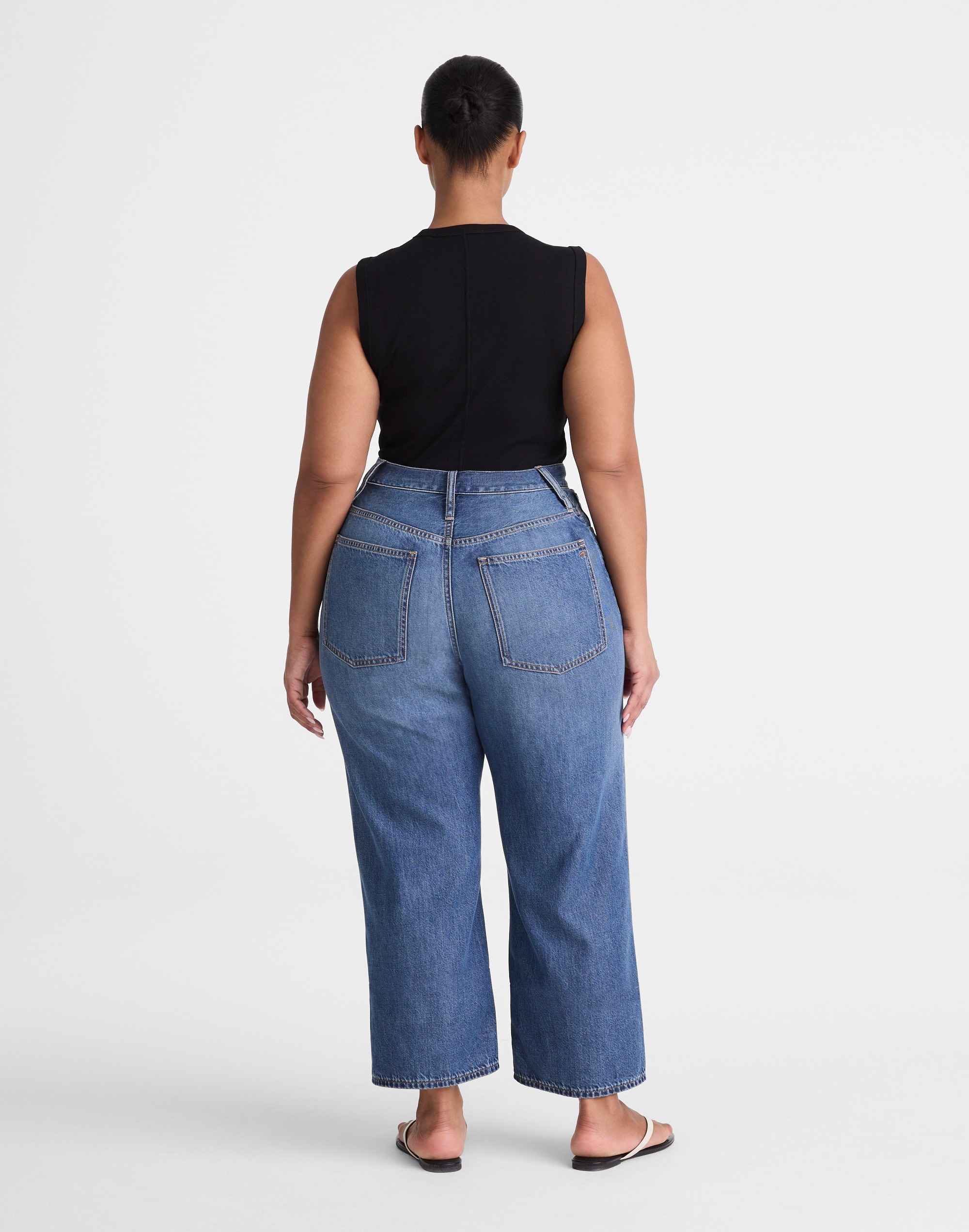 The Plus Perfect Vintage Wide-Leg Crop Jean in Airy Denim
