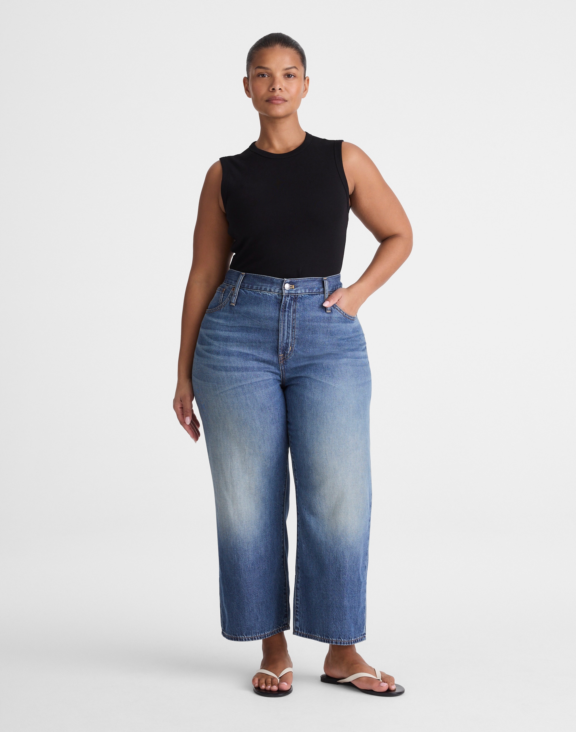 the plus perfect vintage wide-leg crop jean in airy denim