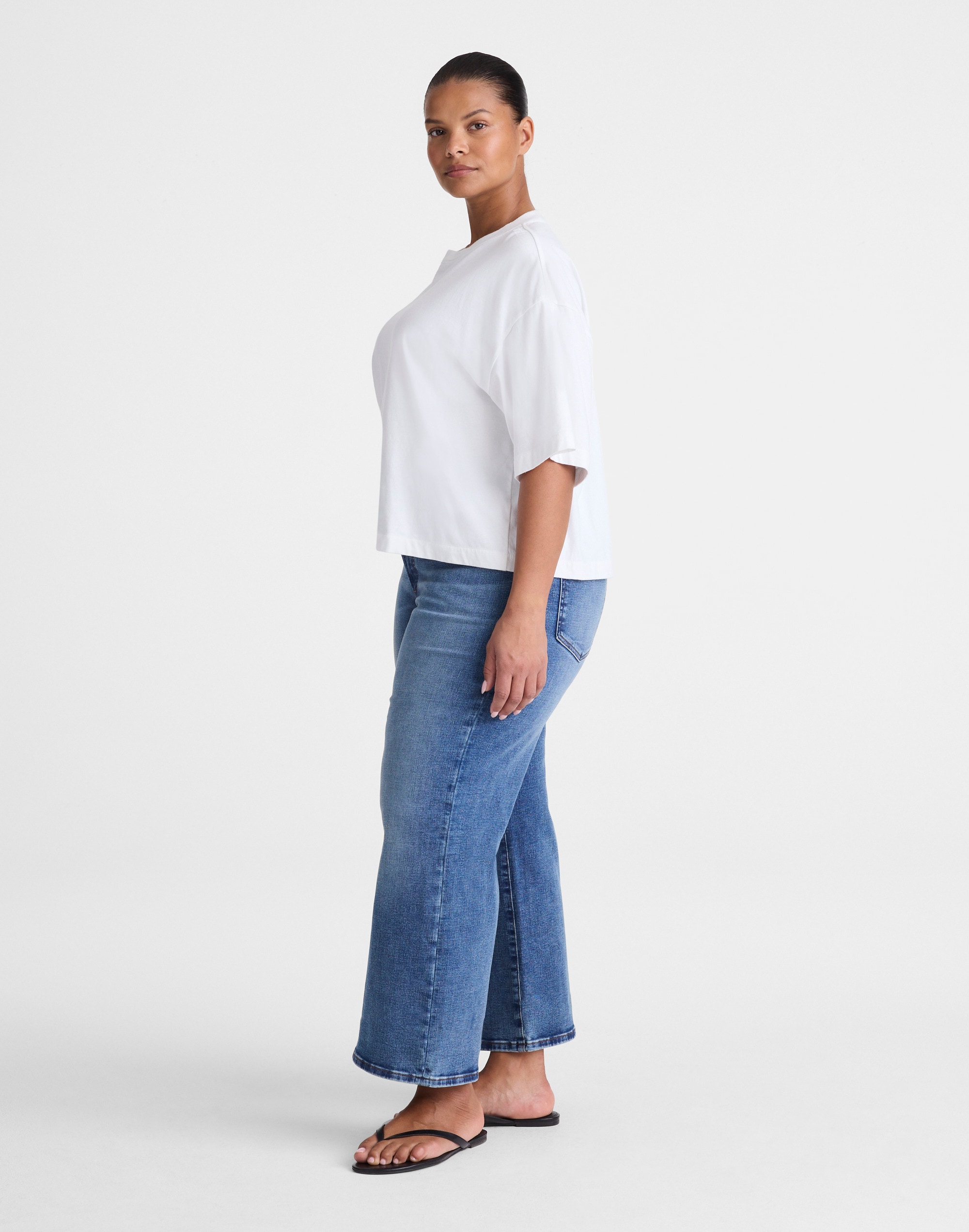 The Plus Wide-Leg Crop Jean in Super Stretch Denim