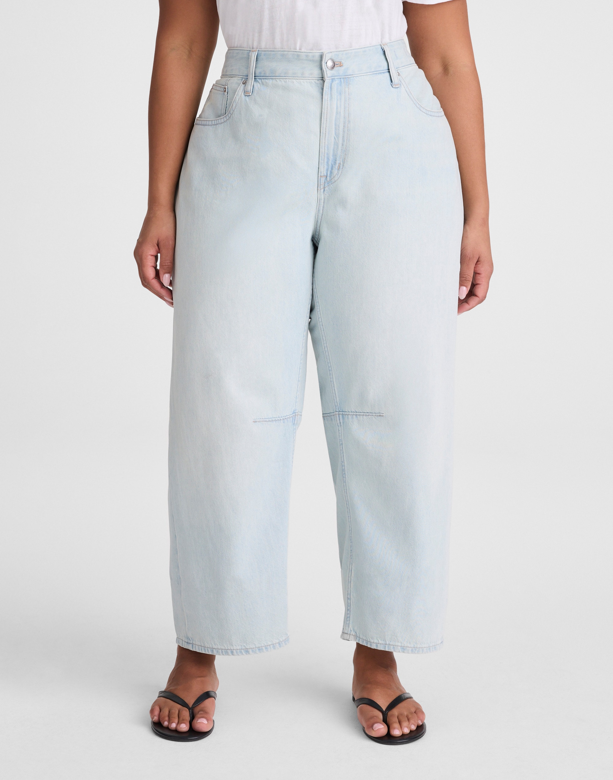 The Plus Darted Barrel-Leg Jean in Airy Denim