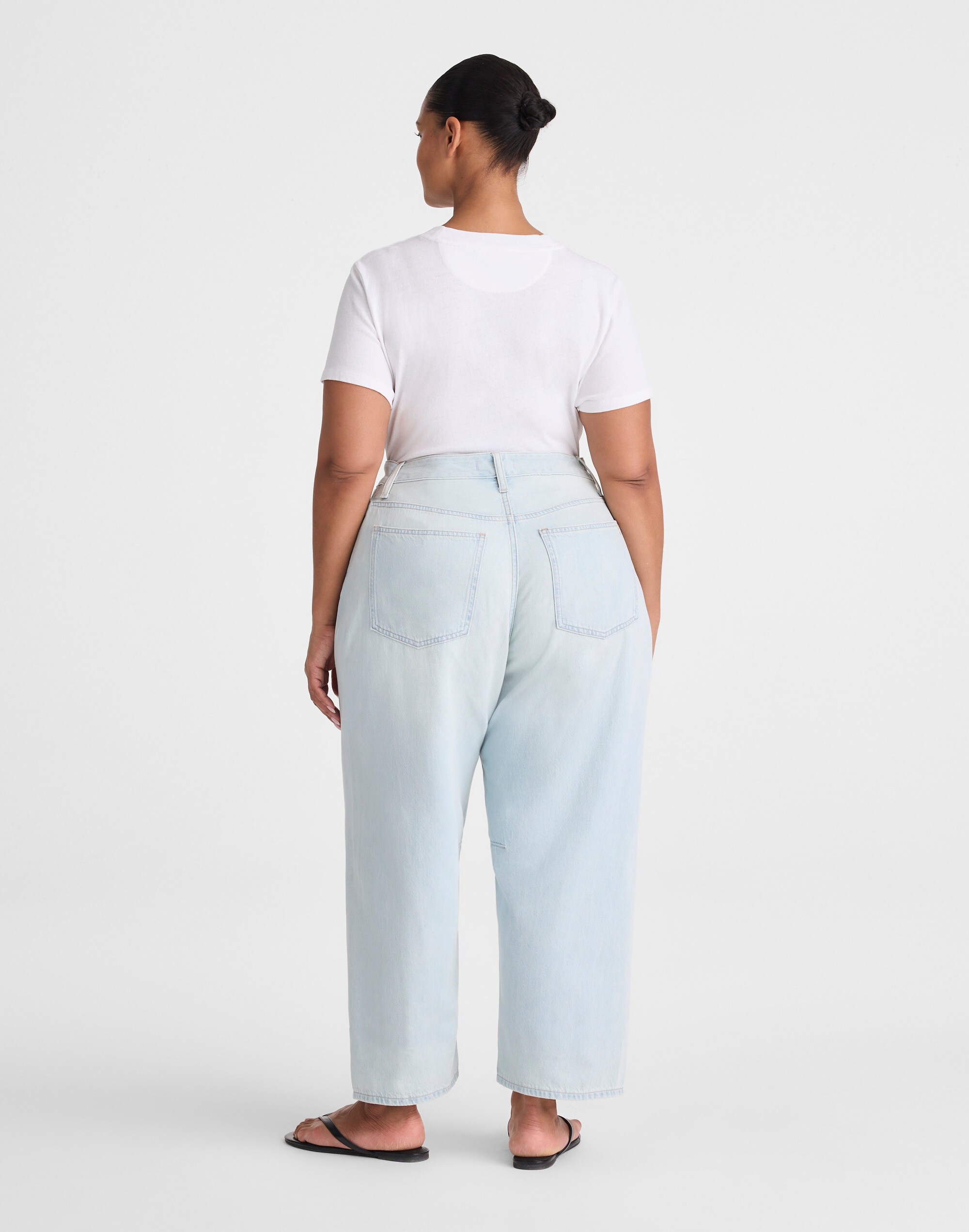 The Plus Darted Barrel-Leg Jean in Airy Denim